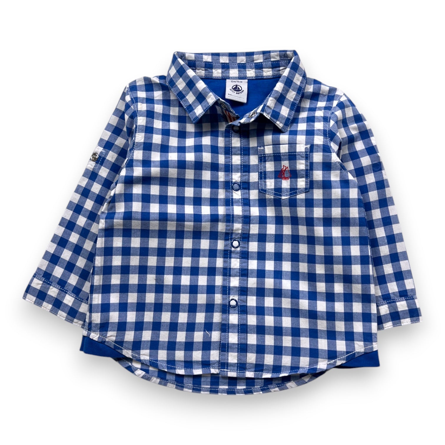 PETIT BATEAU - CHEMISE - BLEU, BLANC - 12 MOIS