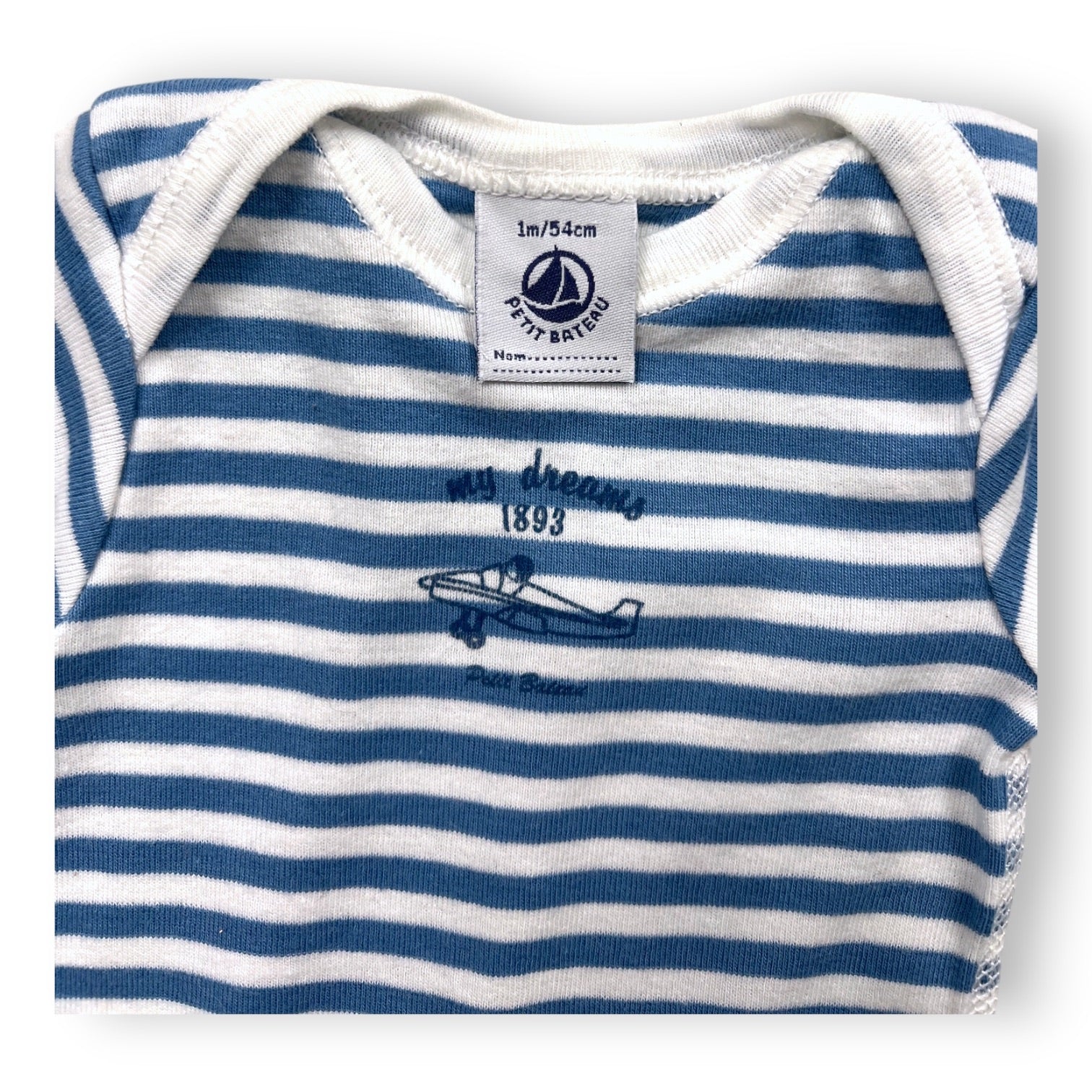 PETIT BATEAU - BODY - BLEU, BLANC - 1 MOIS