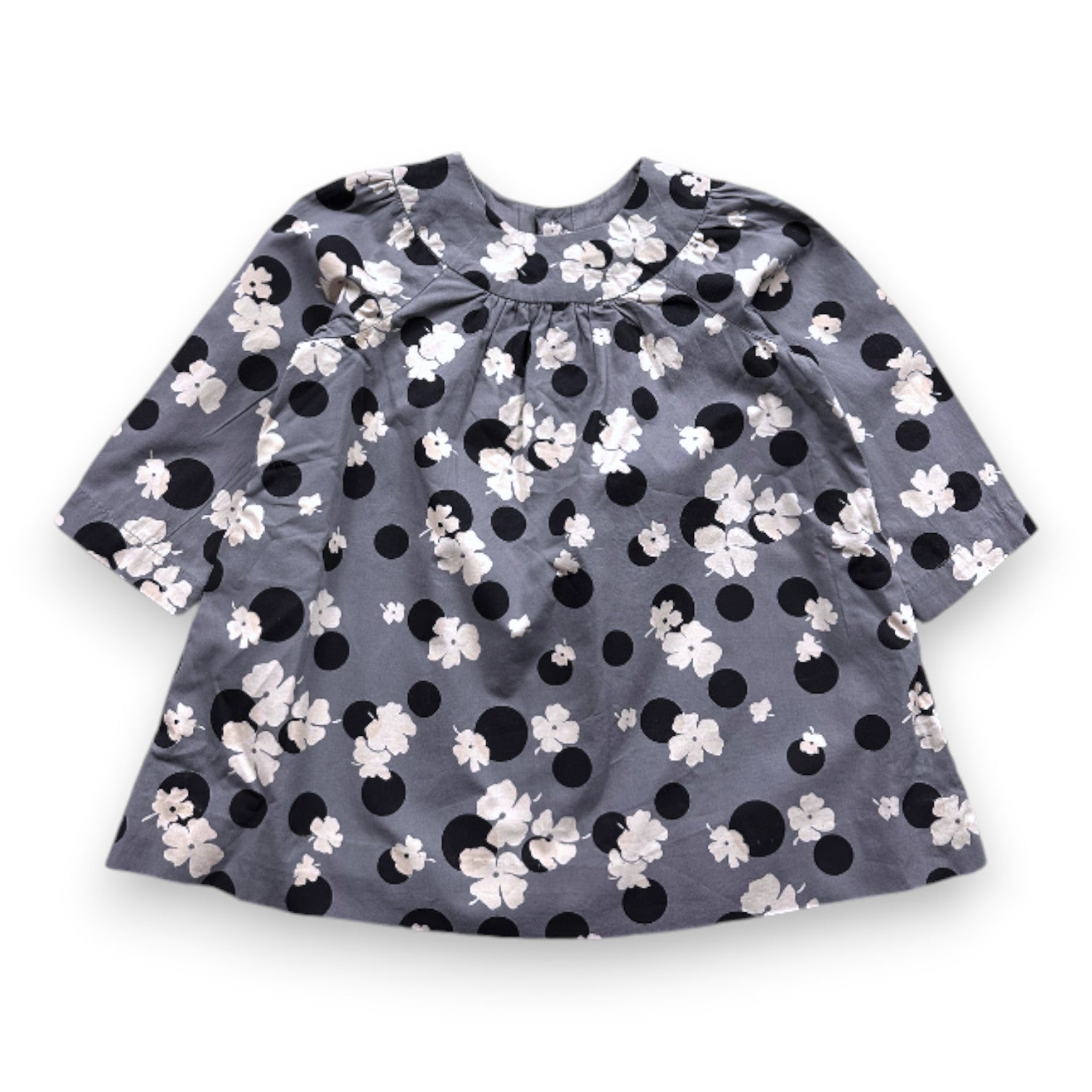 BONPOINT - Blouse grise à fleurs - 12 mois