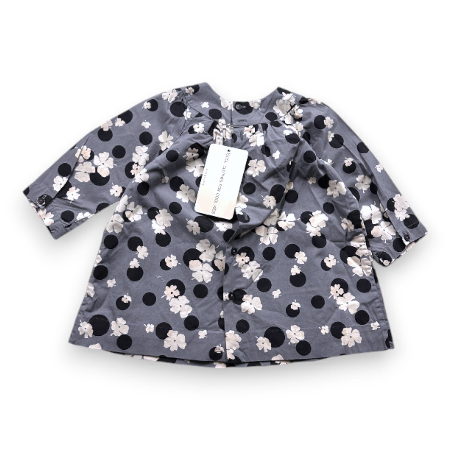 BONPOINT - Blouse grise à fleurs - 12 mois