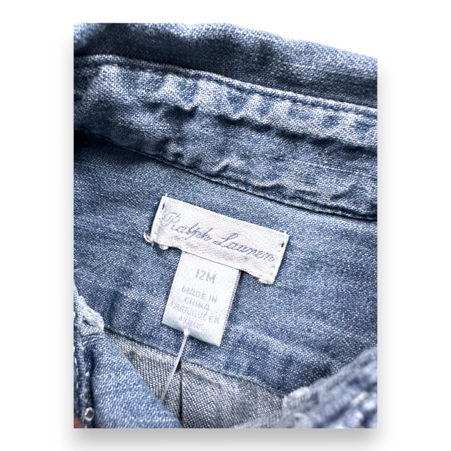 RALPH LAUREN - Chemise en jean à manches longues - 12 mois