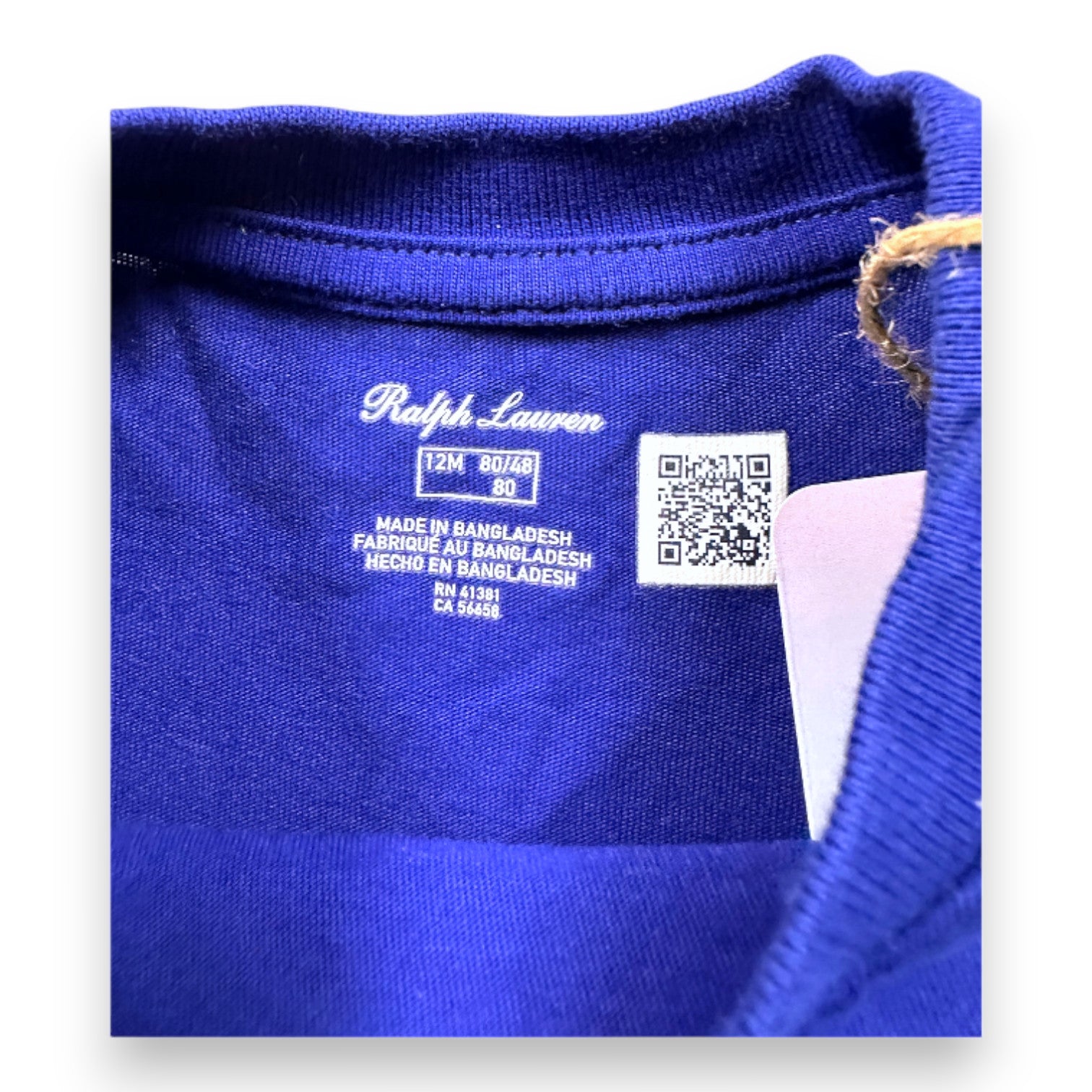 RALPH LAUREN - T-shirt à manches courtes bleu - 12 mois