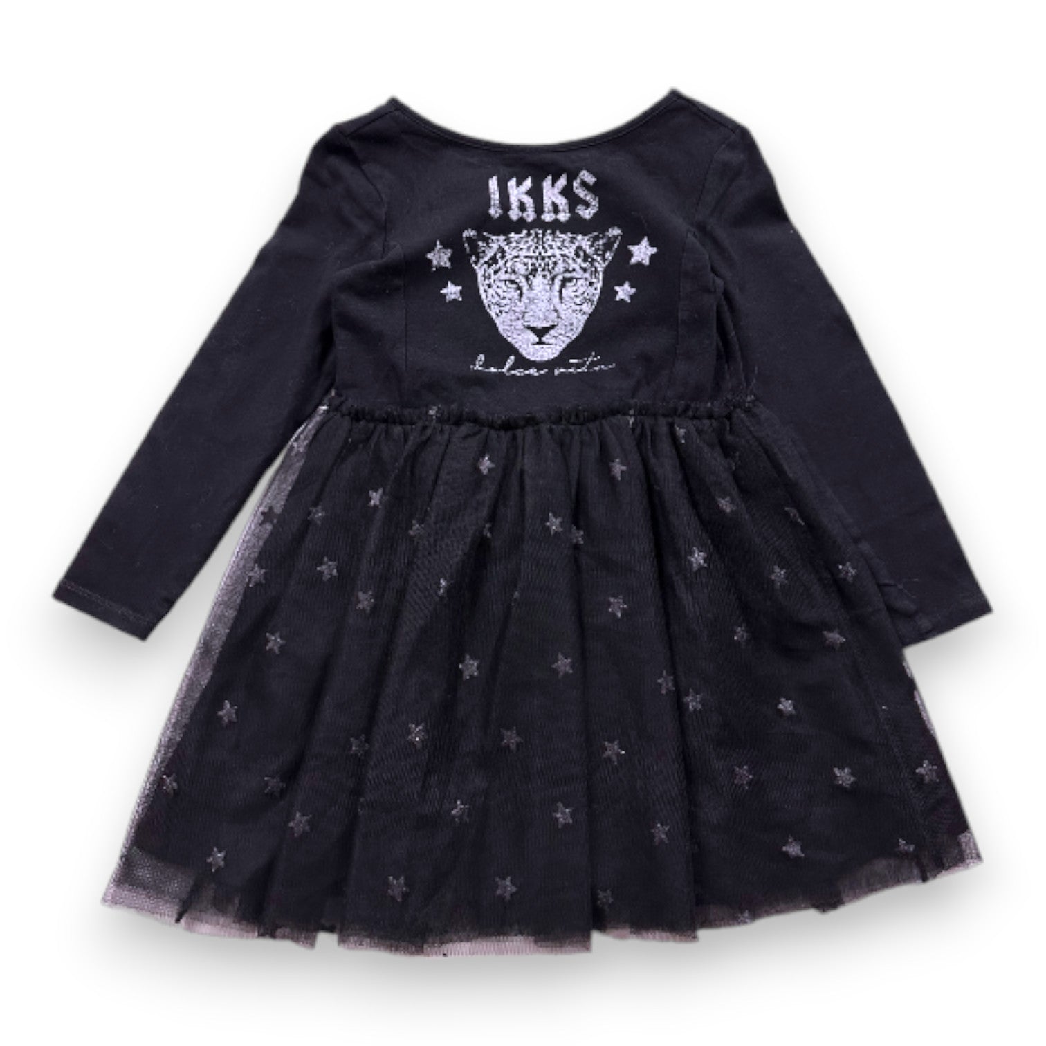 IKKS - Robe noire avec imprimé et jupe en tulle - 4 ans