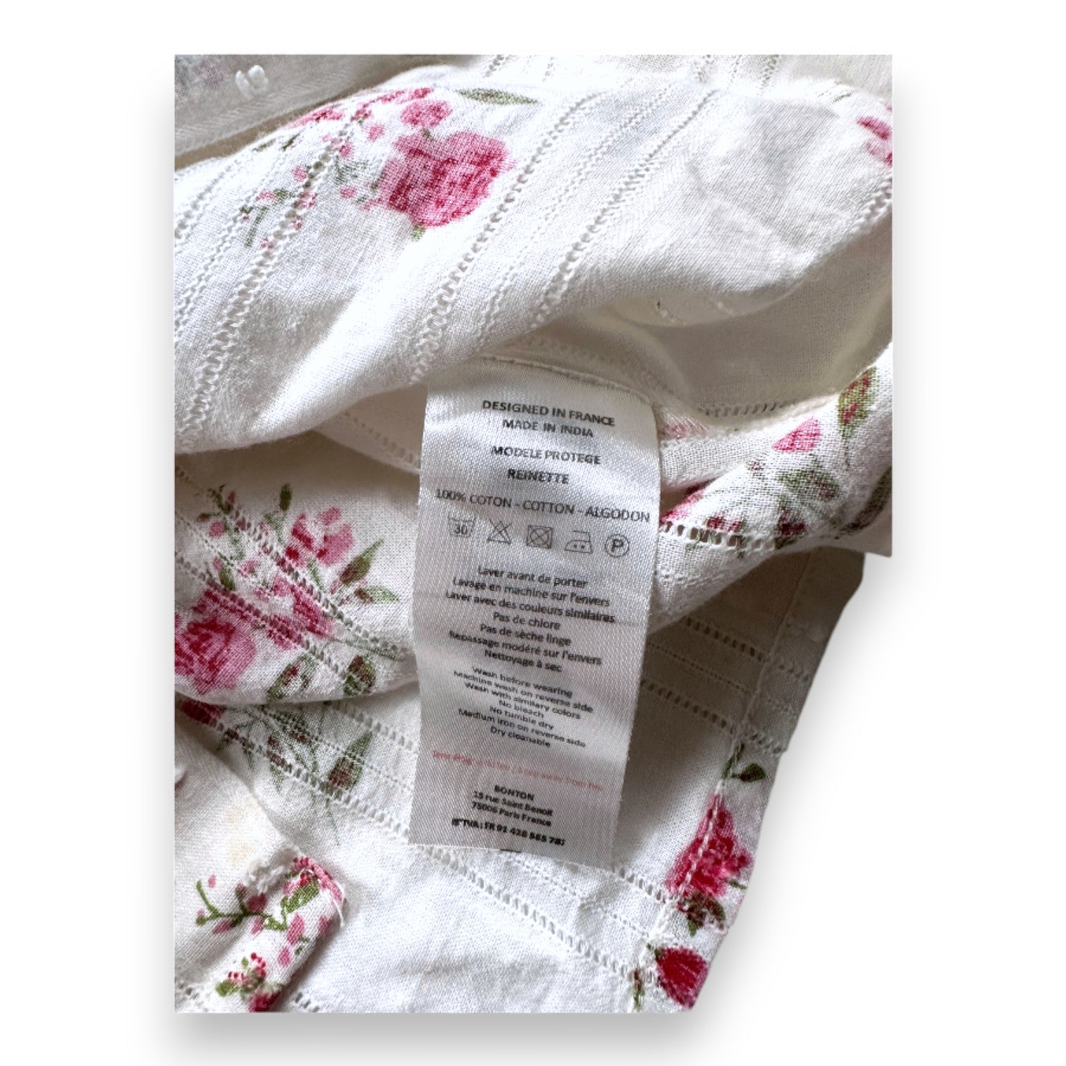 BONTON - Blouse blanche à fleurs roses - 4 ans