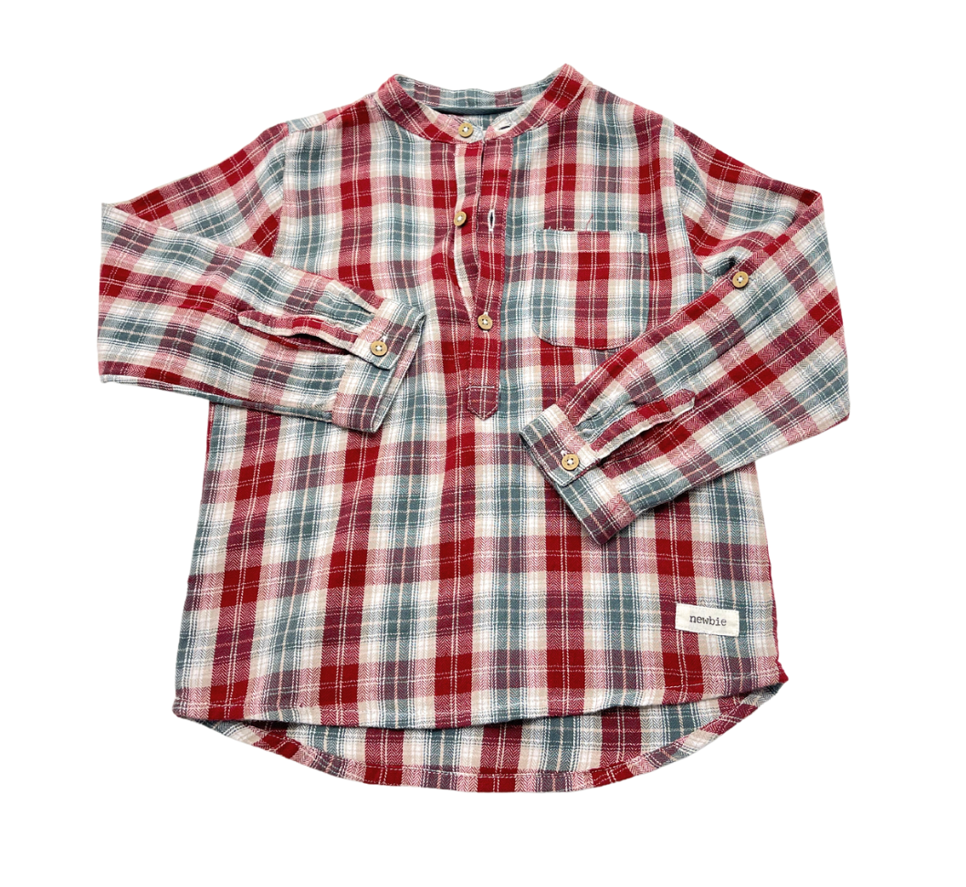 NEWBIE - Chemise à carreaux col mao - 3/4 ans