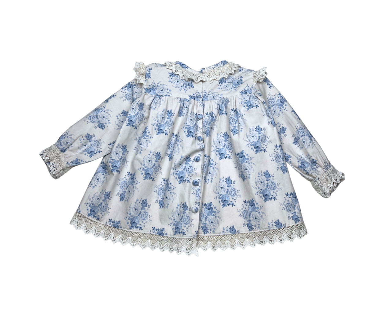 PICCOLO - Robe blanche à fleurs bleues et dentelle - 3 ans