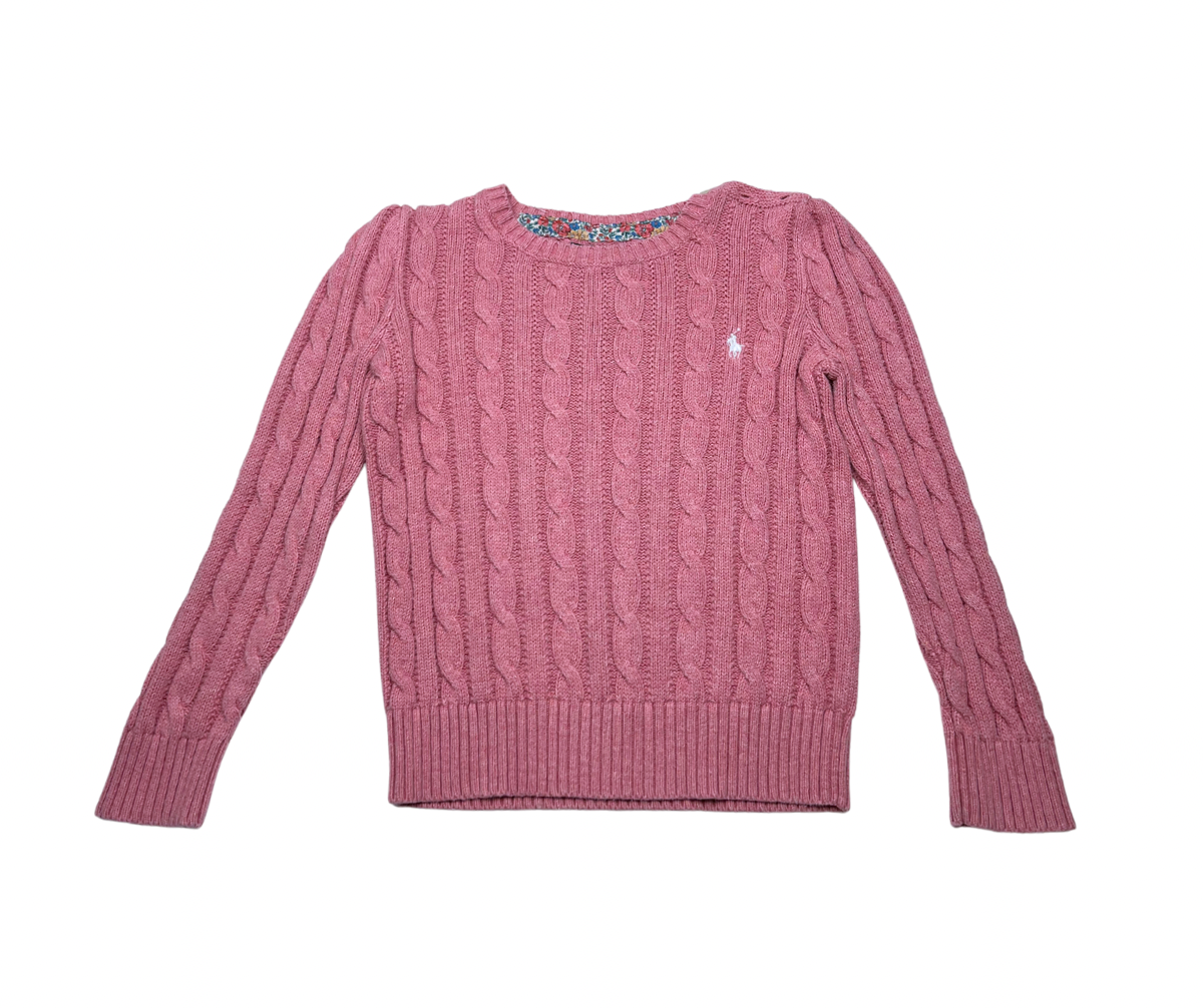 RALPH LAUREN - Pull torsadé rose - 5 ans