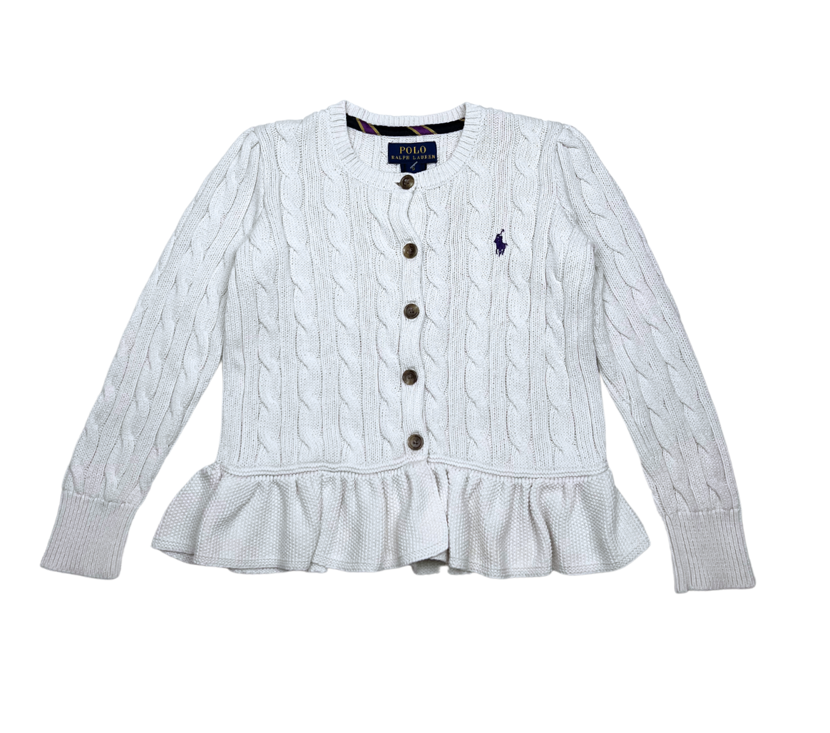 RALPH LAUREN - Cardigan torsadé blanc - 5 ans