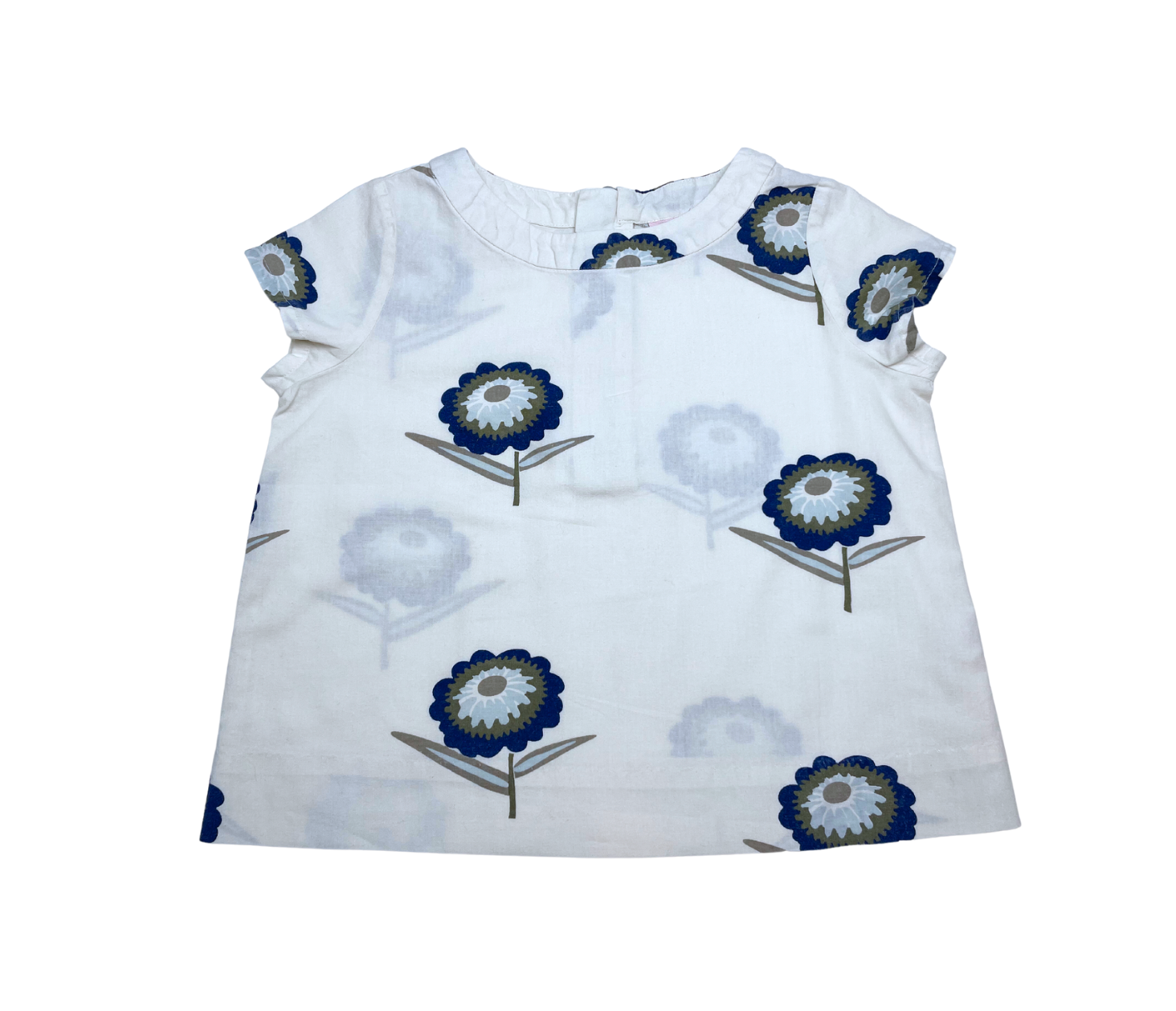 BONPOINT - Blouse blanche à fleurs bleues - 4 ans