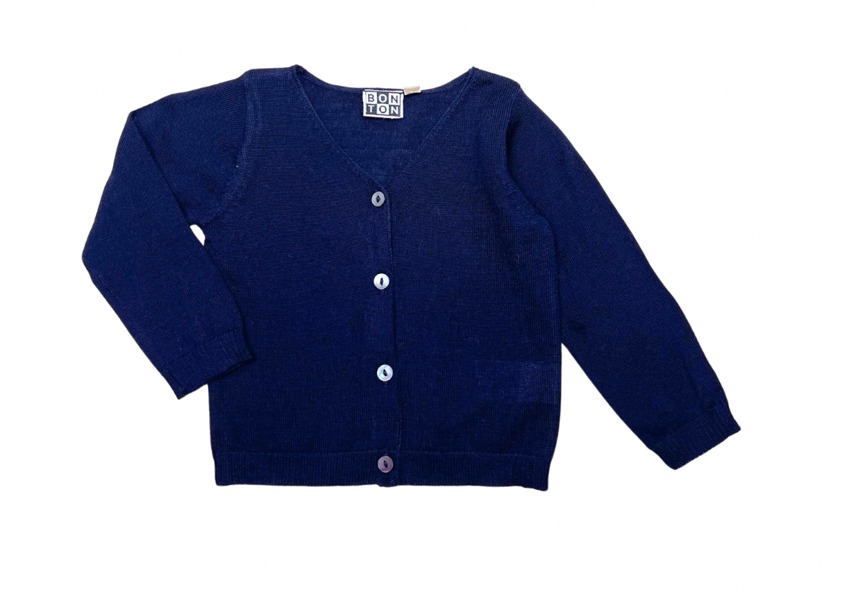 BONTON - Cardigan bleu marine en laine - 18 mois