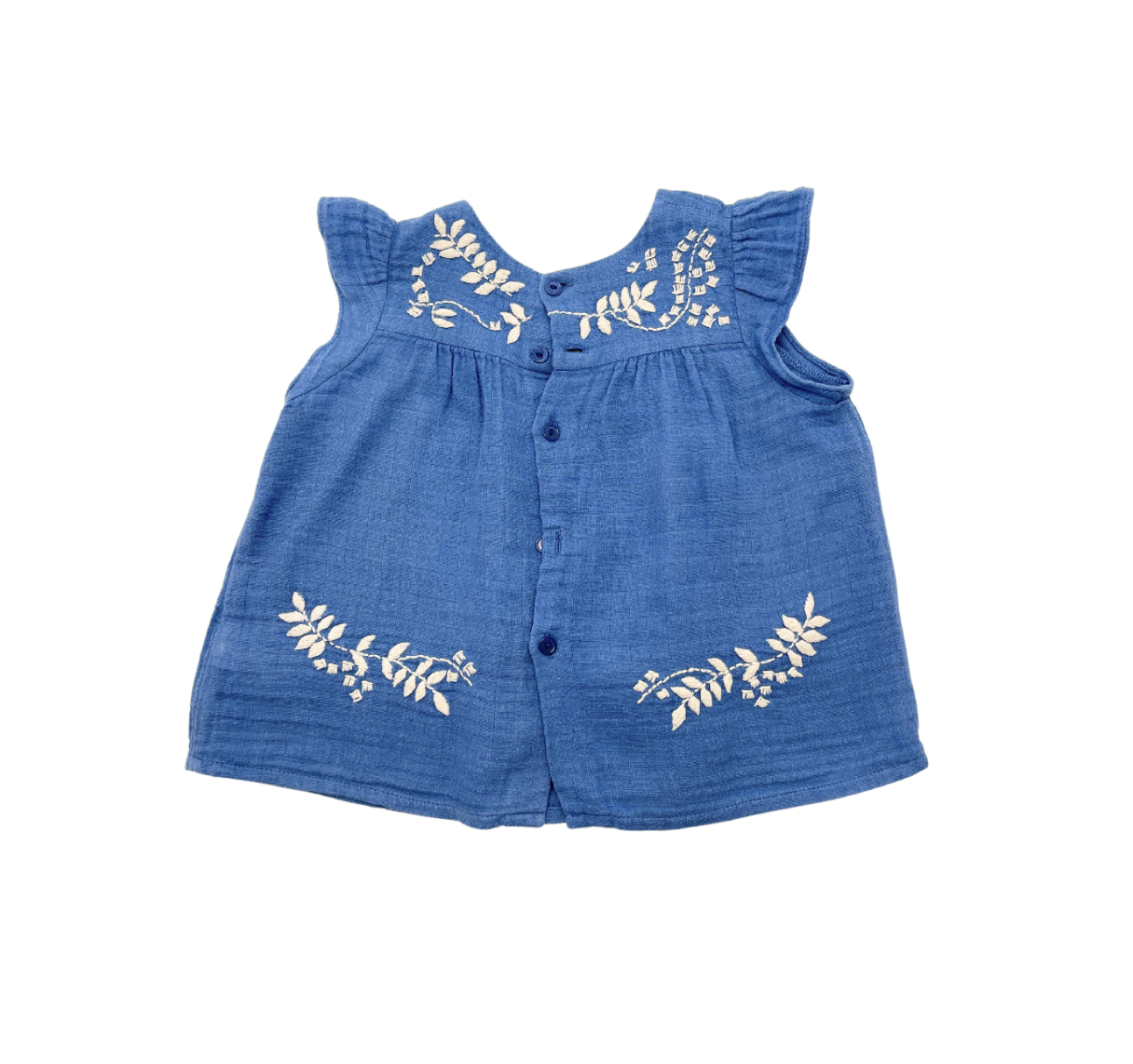 BONPOINT - Blouse bleue bordée main - 18 mois