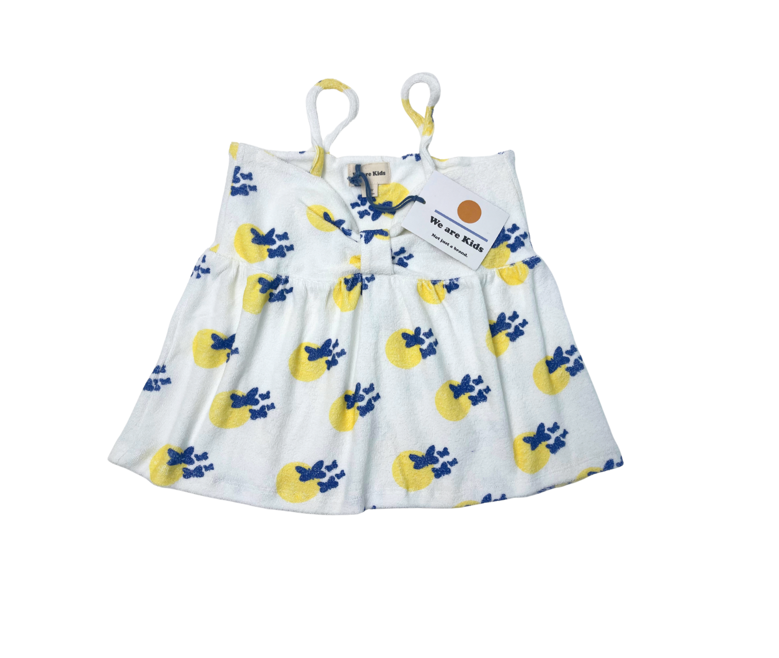 WE ARE KIDS - Top blanc motifs jaunes et bleus - 8/9 ans