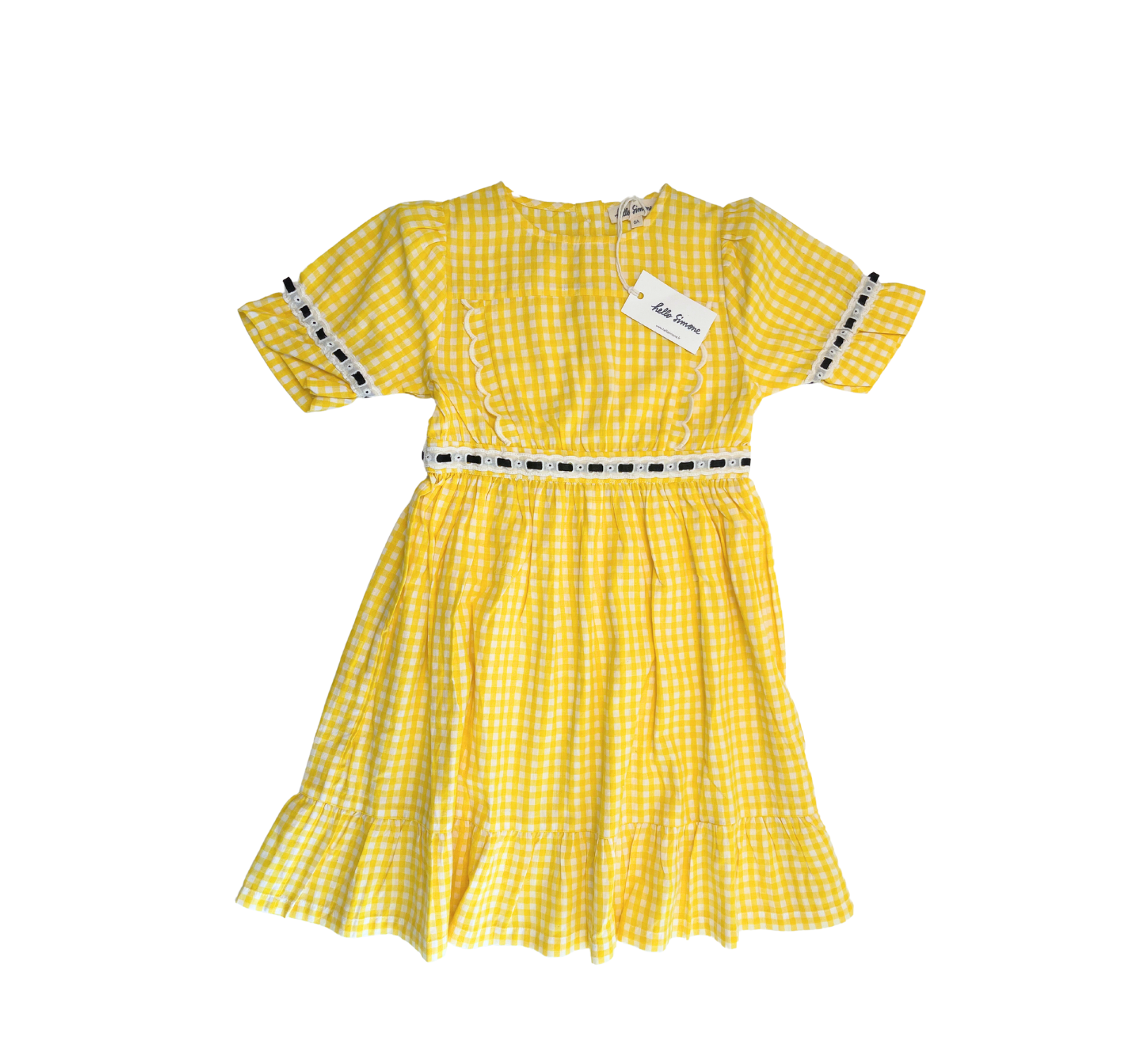 HELLO SIMONE - Robe jaune à carreaux - 6 ans