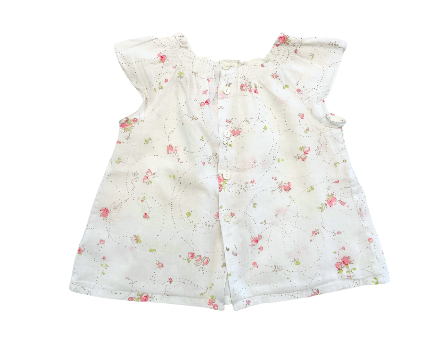 BONPOINT - Blouse blanche à fleurs - 6 mois