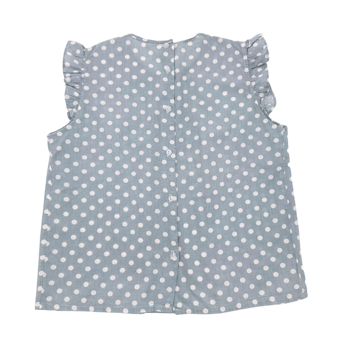 CREATION IMAHO - Blouse bleue à pois - 10 ans