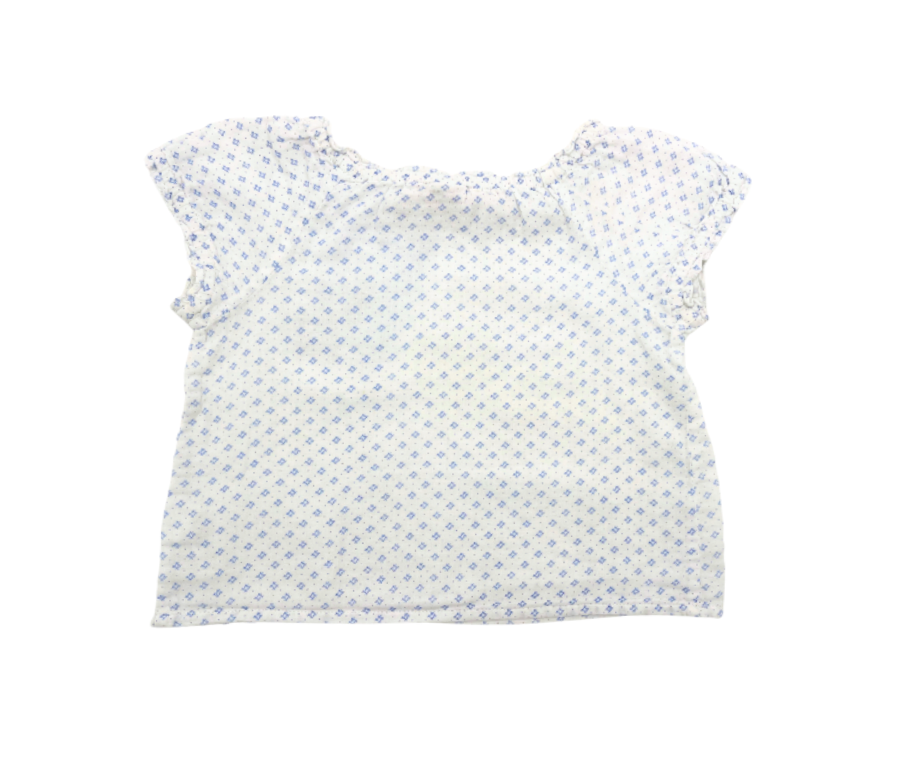 BONPOINT - Blouse blanche motifs bleus - 3 mois