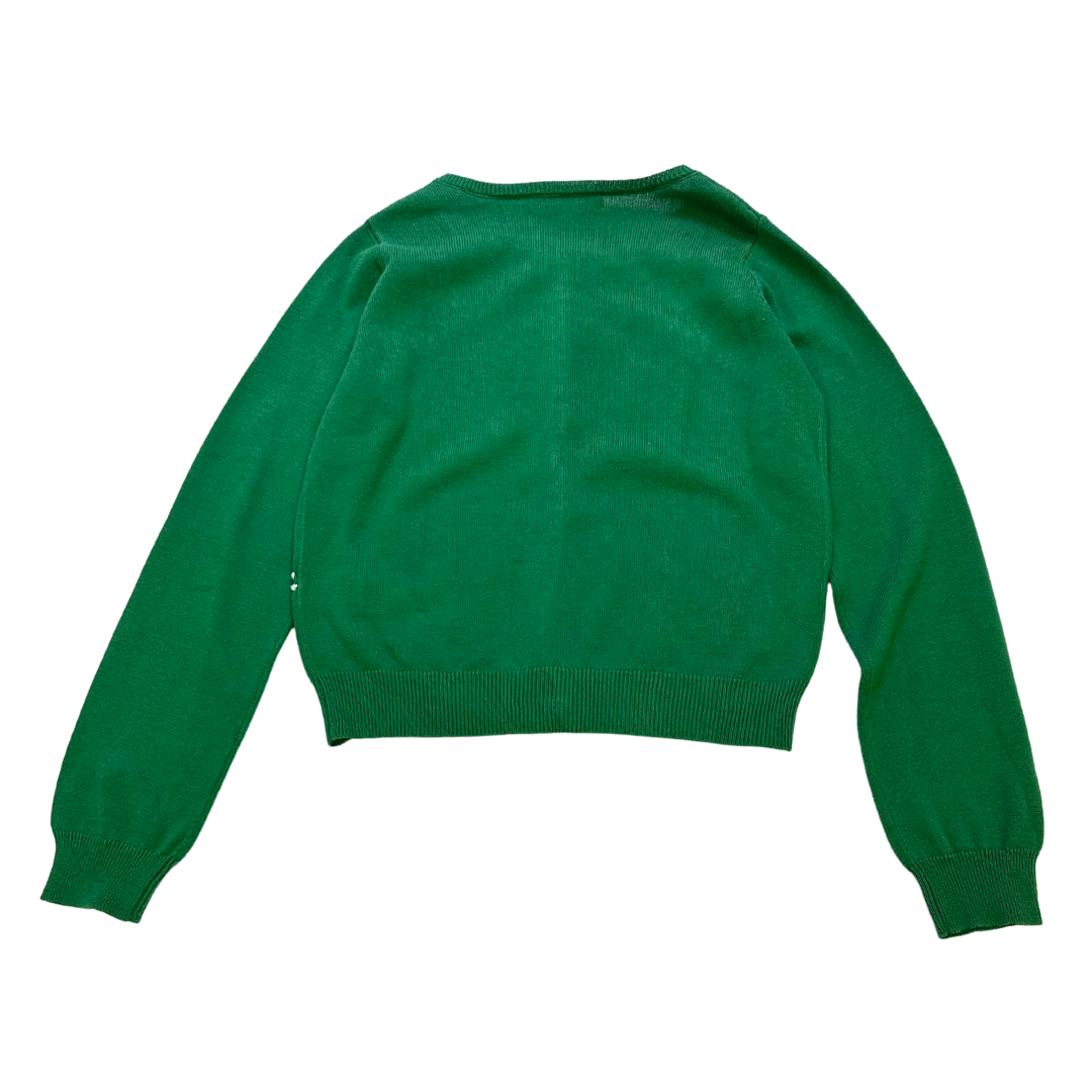 BONPOINT - Cardigan vert en coton brodé - 10 ans