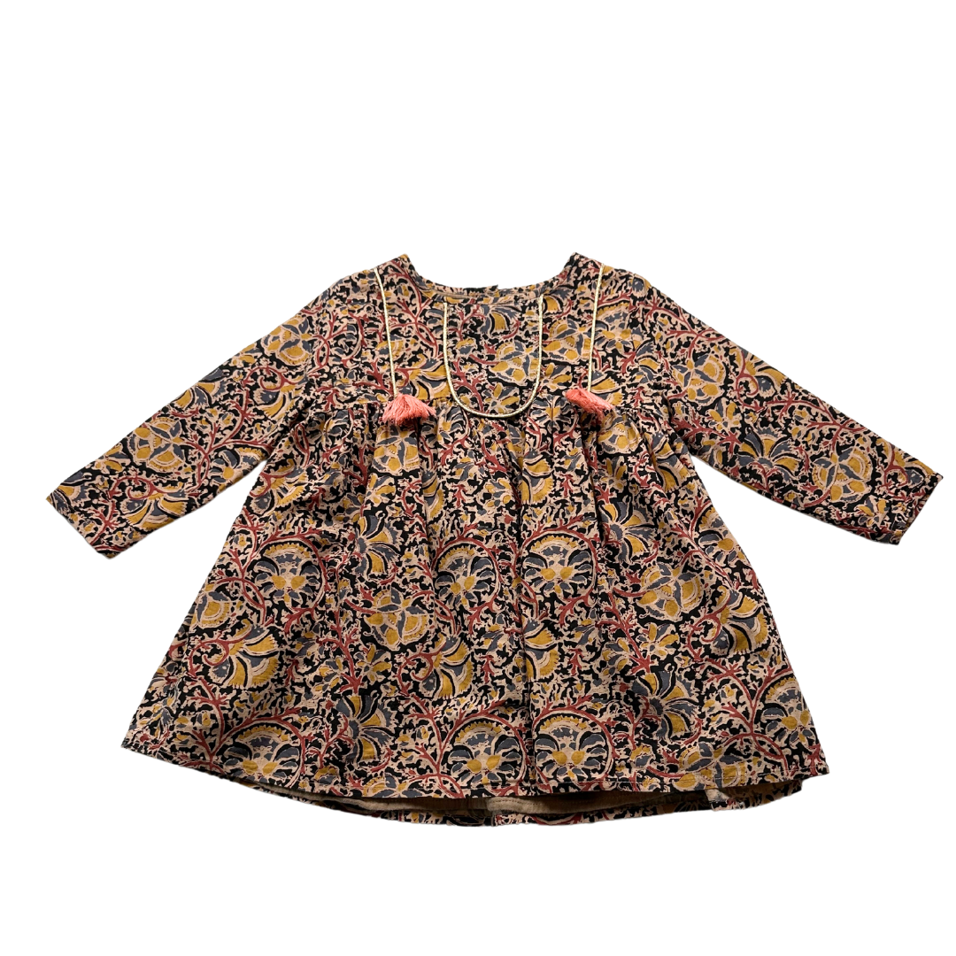 LOUISE MISHA - Robe à motifs jaune et rose - 2 ans