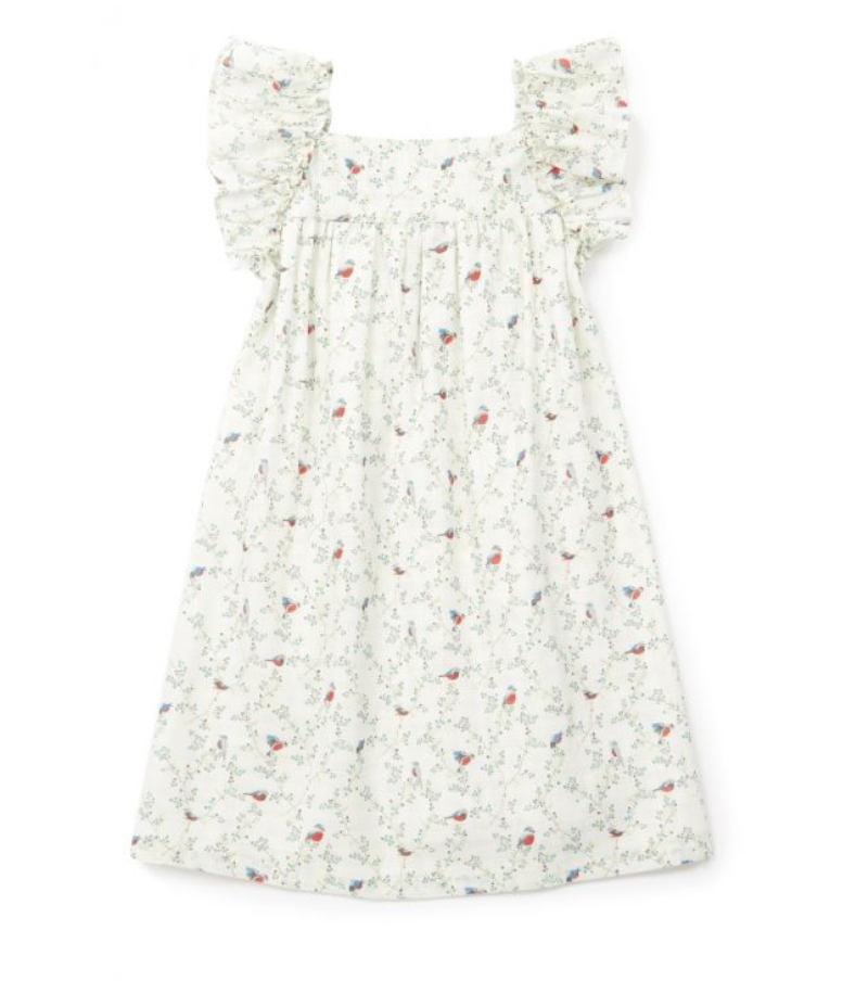 BONTON - Robe blanche motifs arbre et oiseaux - 4 ans