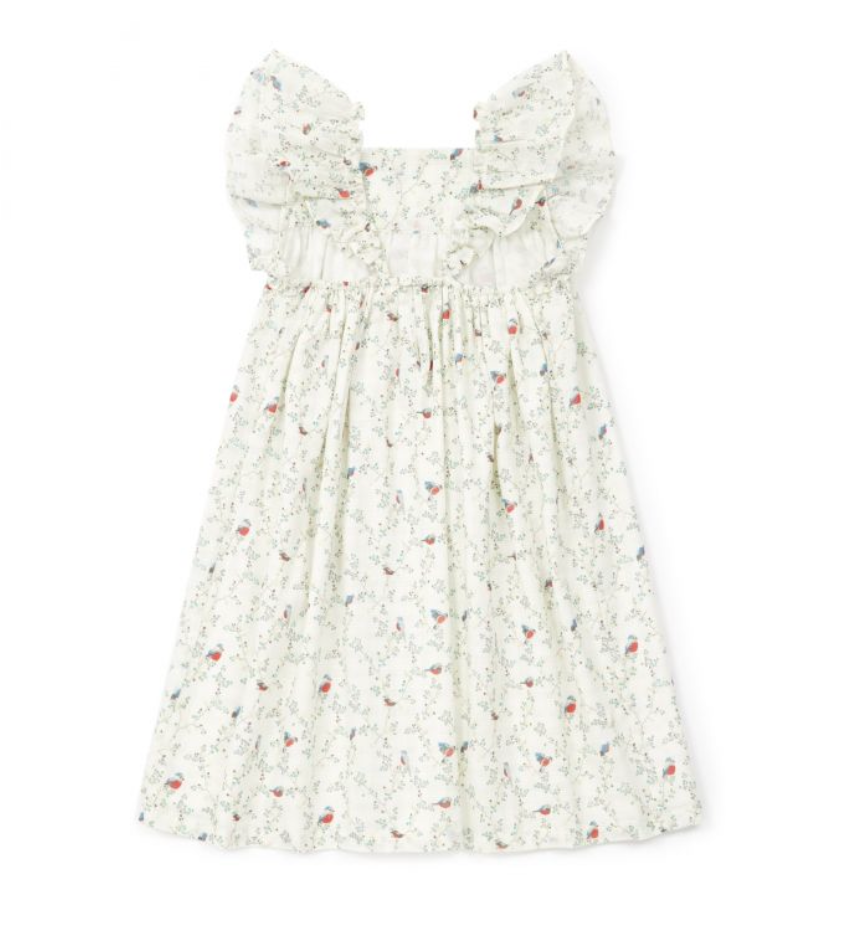 BONTON - Robe blanche motifs arbre et oiseaux - 4 ans