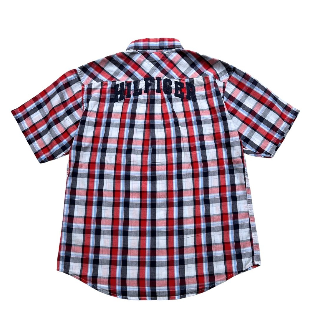 TOMMY HILFIGER - Chemise à carreaux rouge bleue et blanche - 12 ans