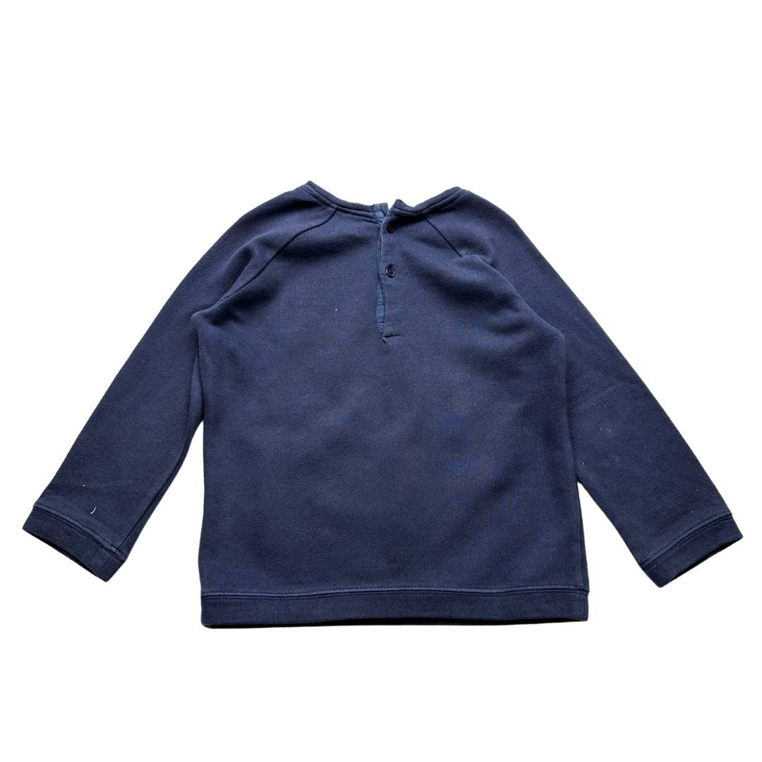 LOUISE MISHA - Sweat bleu marine avec fleurs brodés - 4 ans