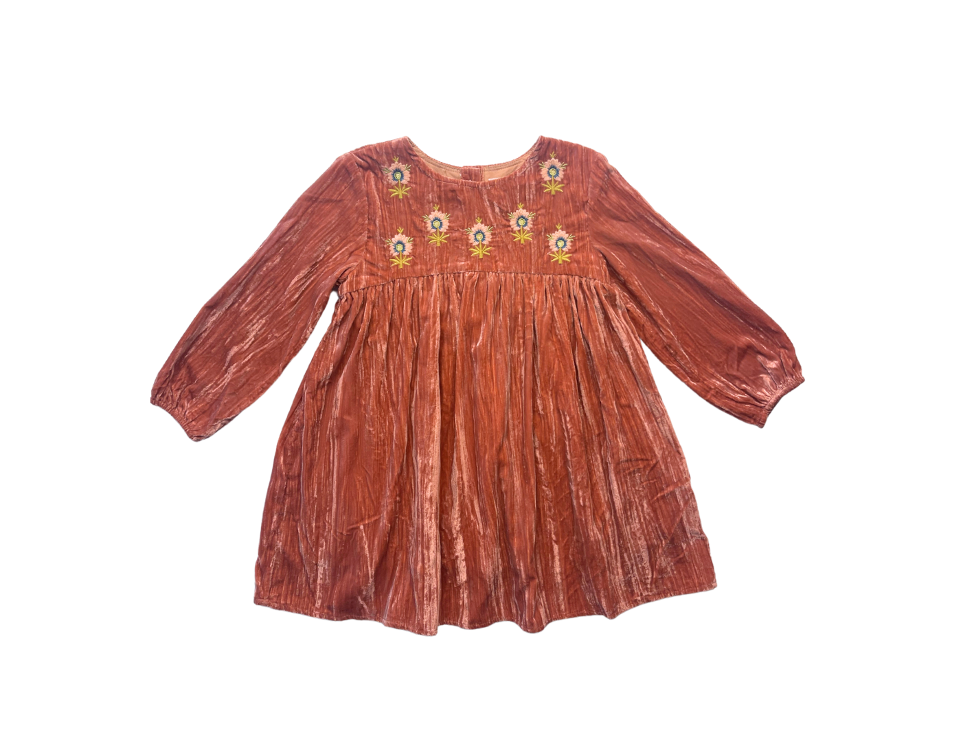 LOUISE MISHA - Robe rose en velours brodée - 4 ans