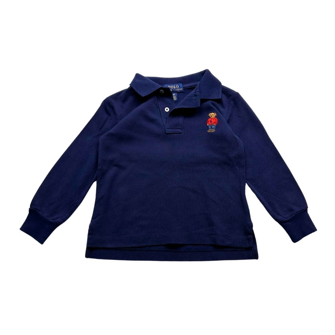 RALPH LAUREN - Polo bleu marine à manches longues - 2 ans