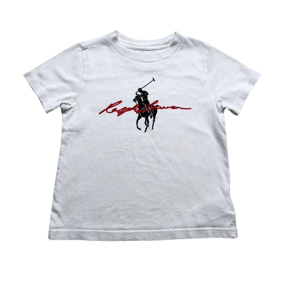 RALPH LAUREN - T-shirt blanc avec imprimé - 4 ans