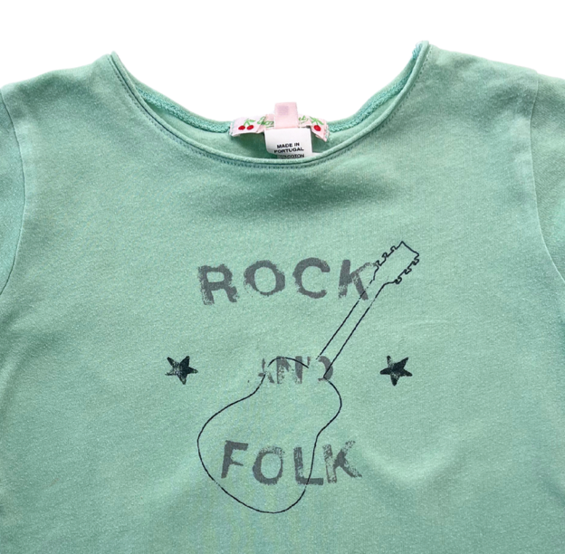 BONPOINT - T-shirt vert « Rock and Folk » - 4 ans