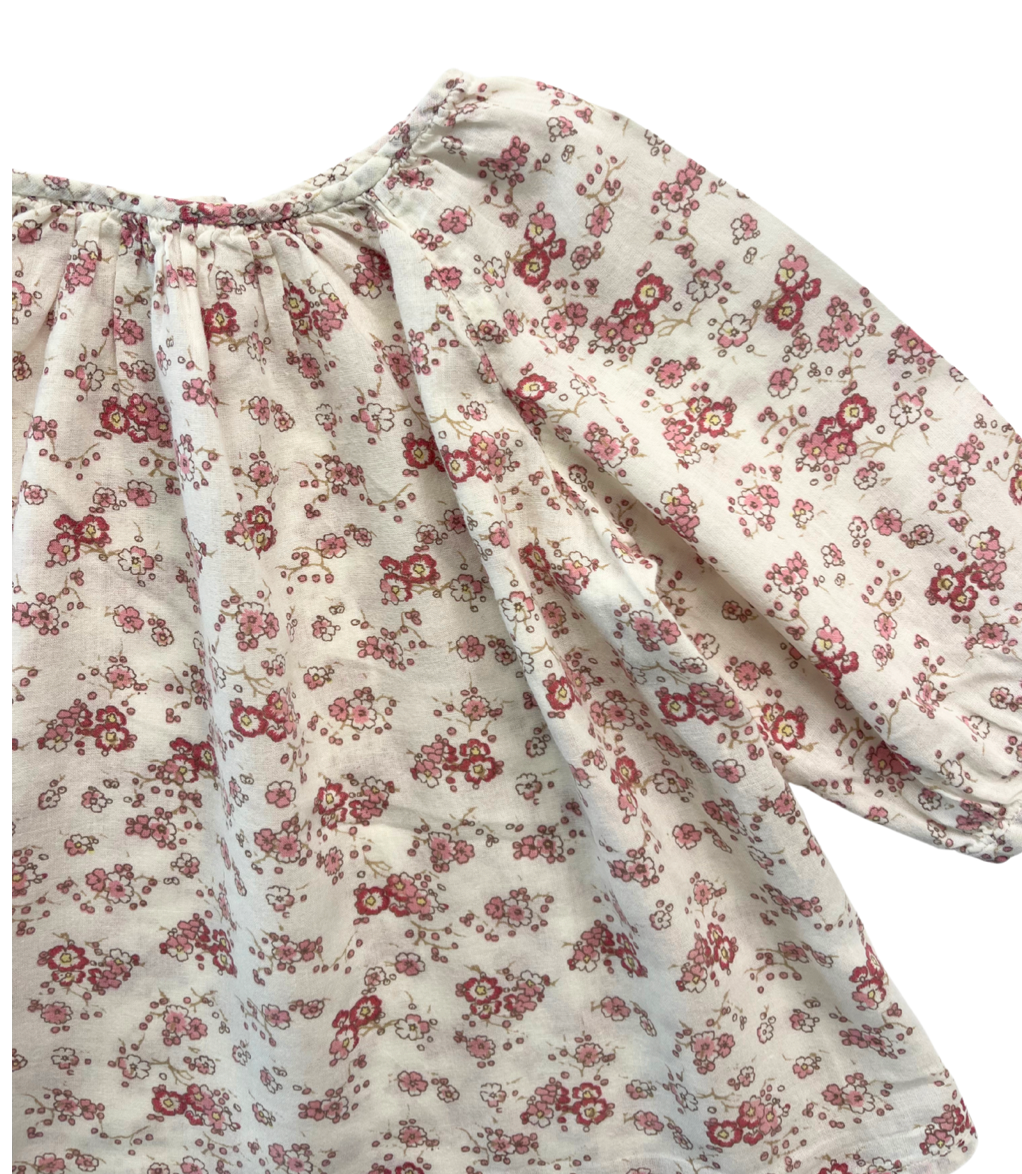 BONPOINT - Blouse blanches fleurs roses - 18 mois