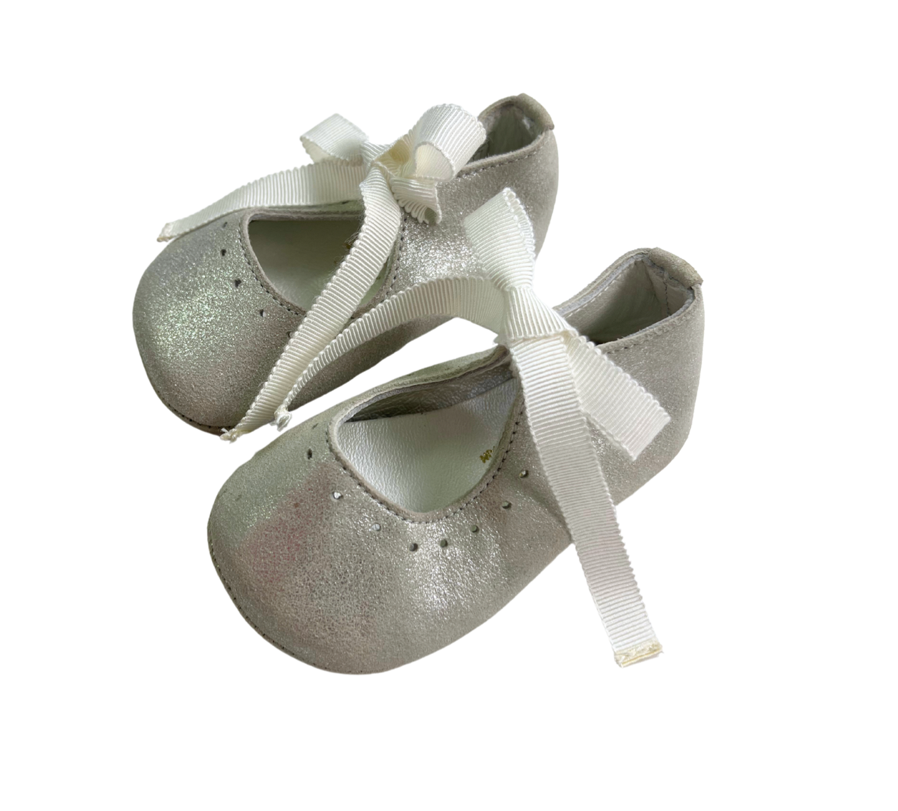 BONPOINT - Chaussons ballerines gris pailletés - 17