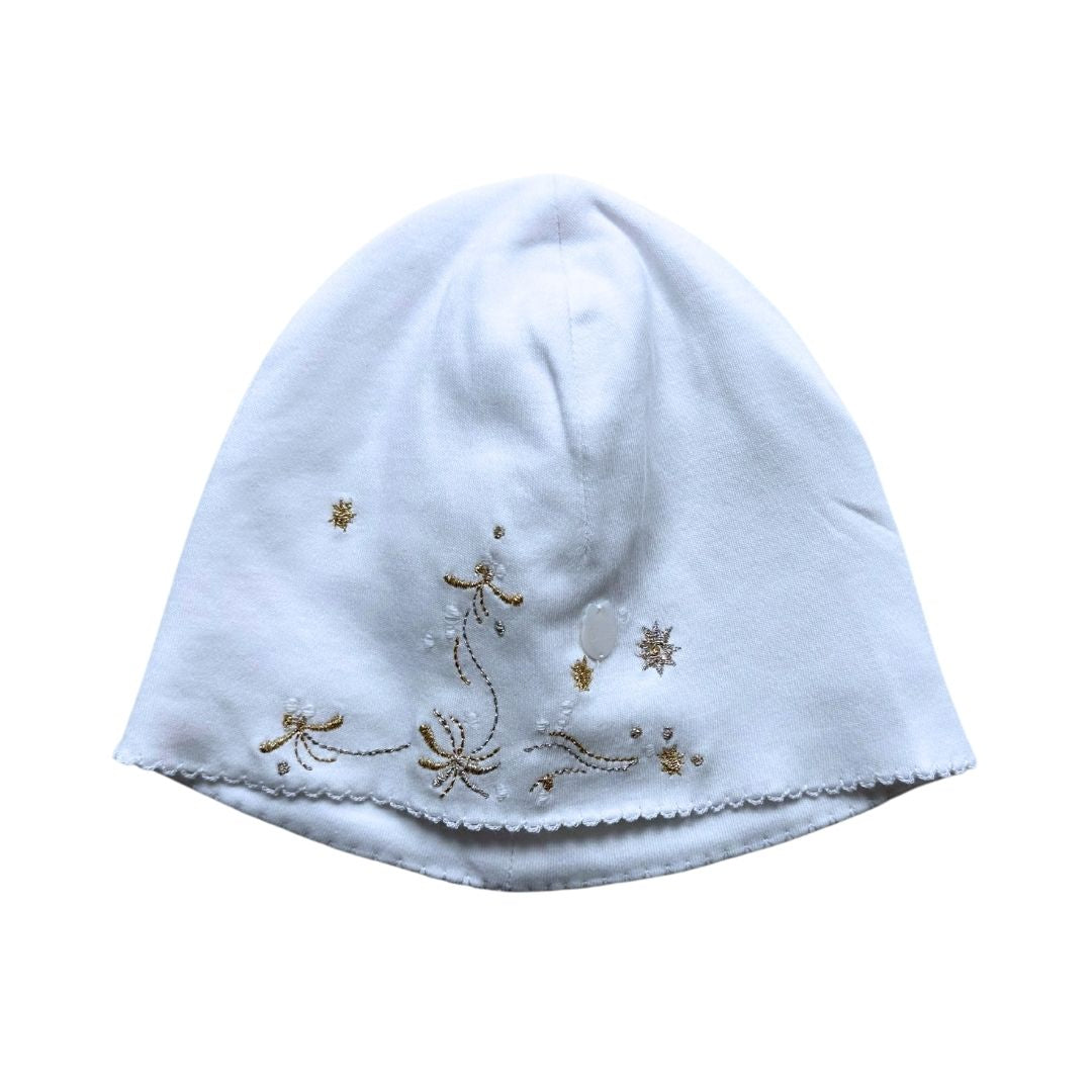 BABY DIOR - Bonnet de naissance blanc avec broderies - Taille 1