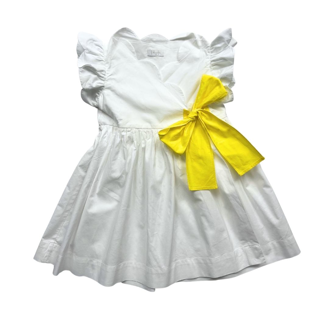 IL GUFO - Robe blanche ceinture jaune - 18 mois