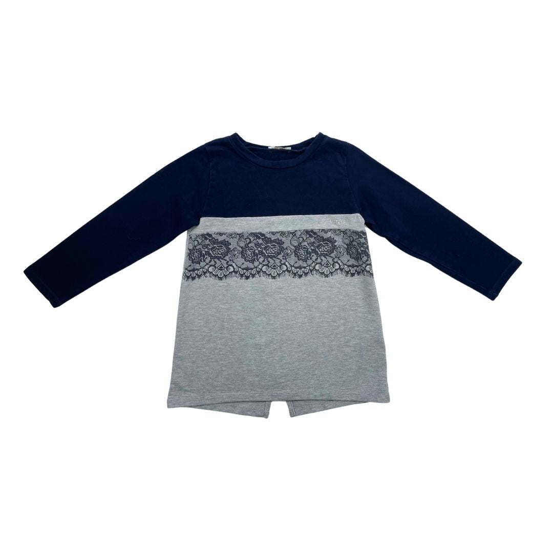 LIU-JO - Robe en coton bleu marine et grise - 4 ans