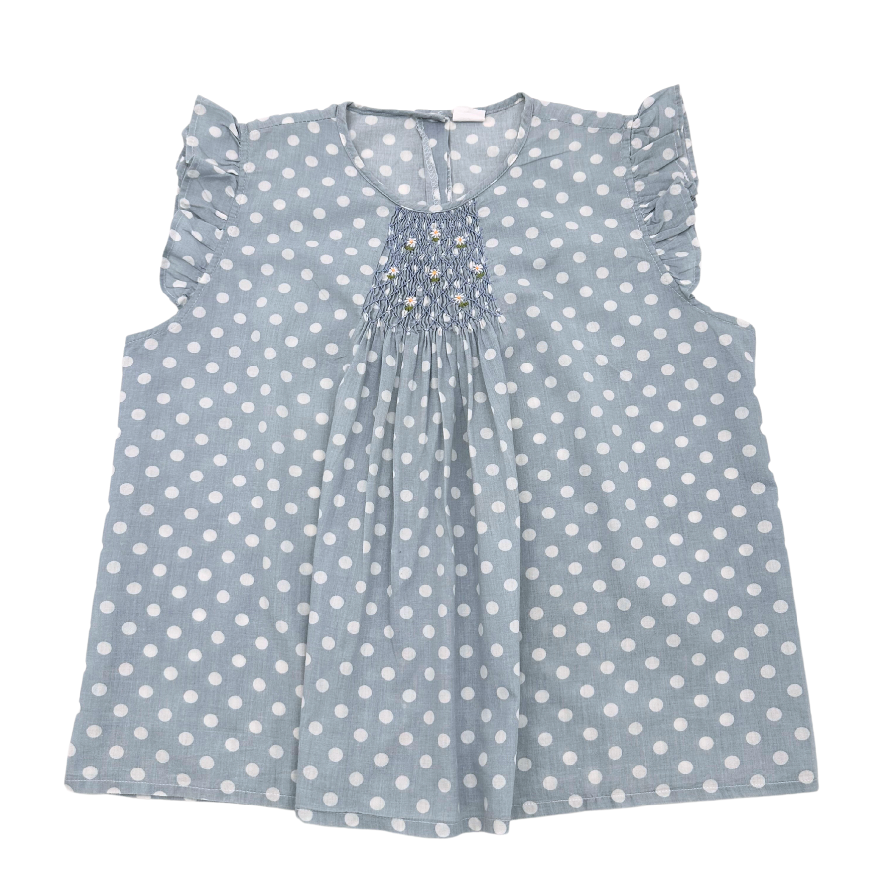 CREATION IMAHO - Blouse bleu à pois - 8 ans