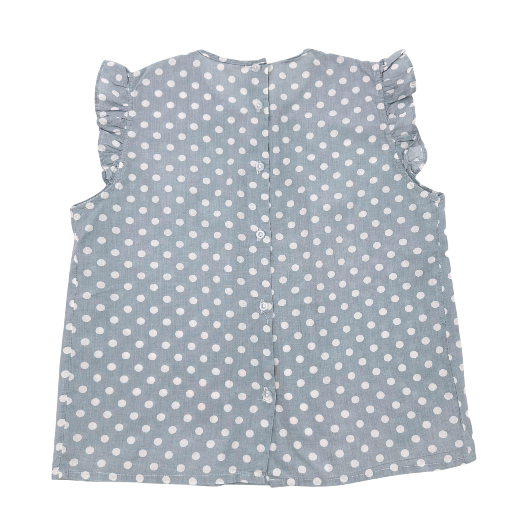 CREATION IMAHO - Blouse bleu à pois - 8 ans