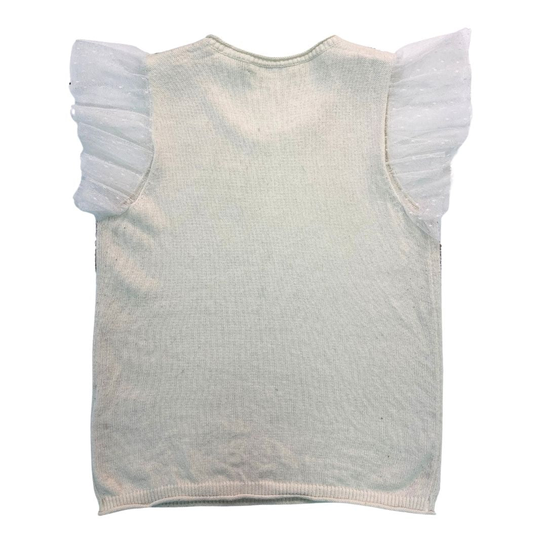 BONPOINT - Top effet pull beige à sequins reversibles - 8 ans