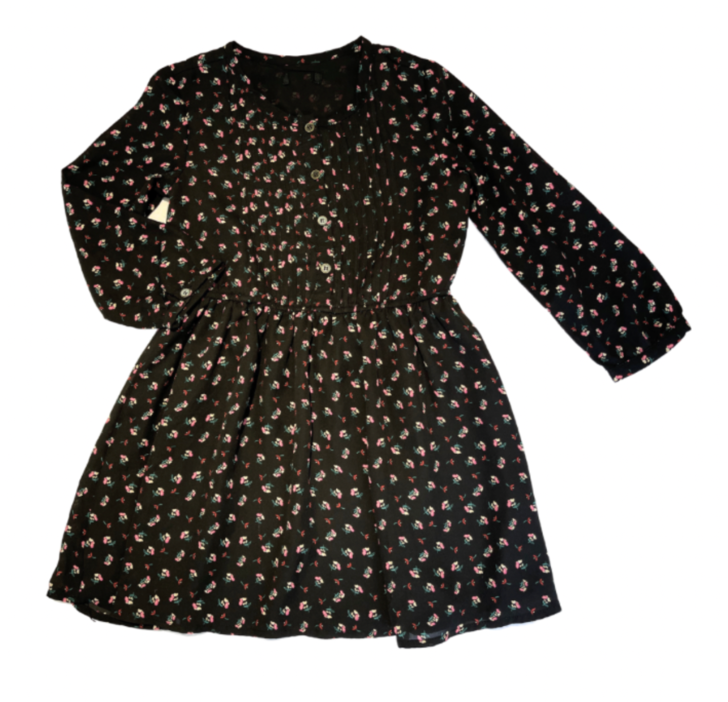 VINTAGE - Robe noire à fleurs - 8 ans