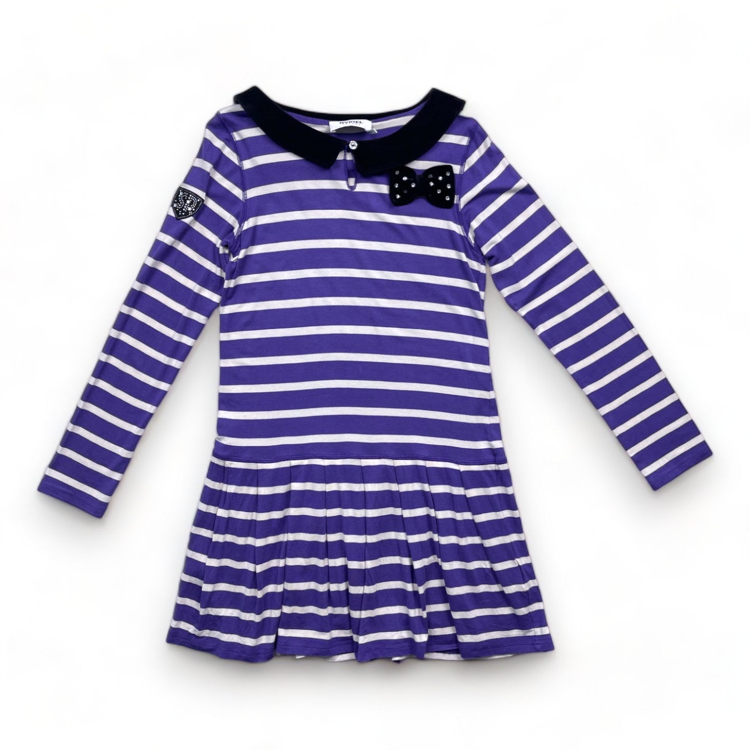 SONIA RYKIEL - Robe rayée violet et blanc - 10 ans