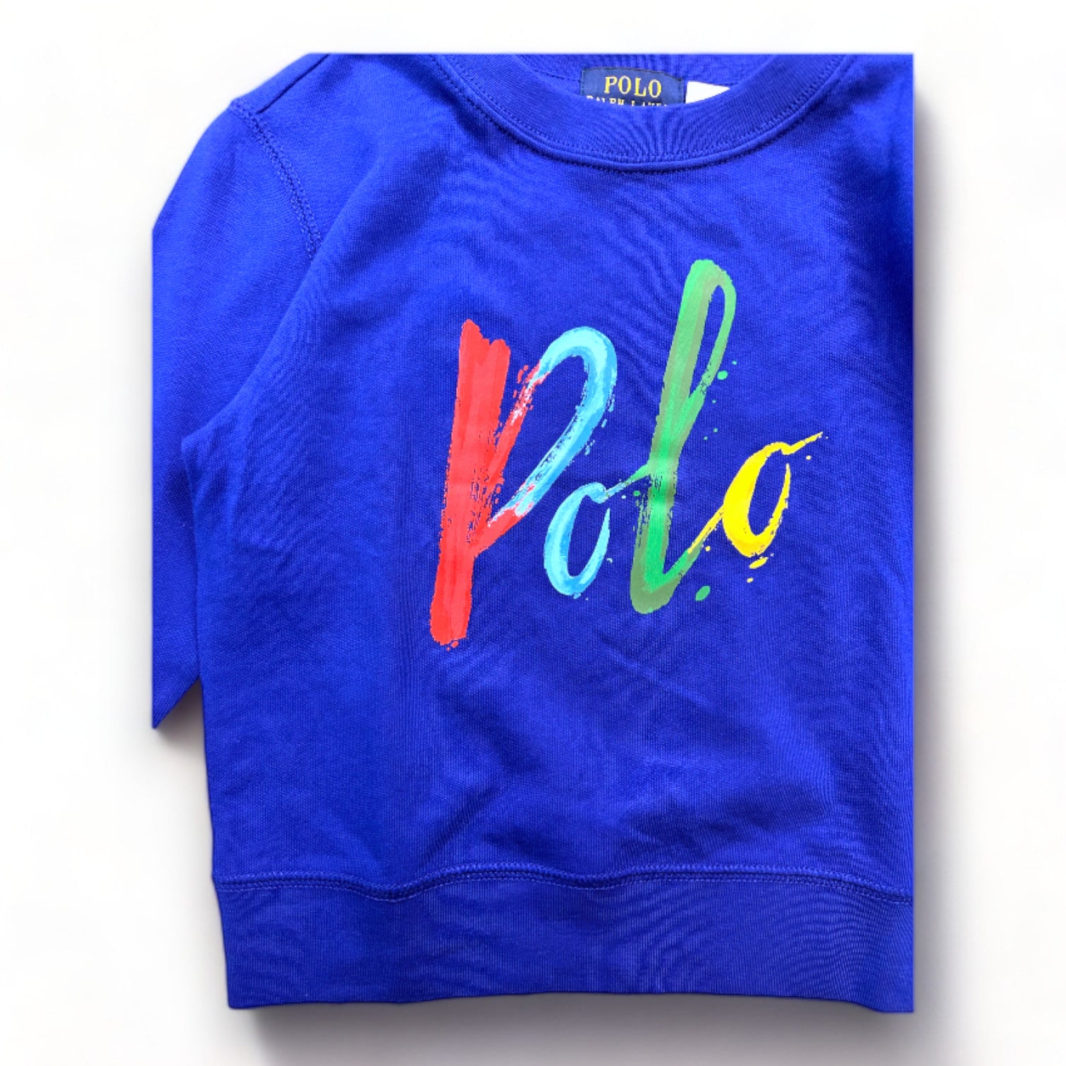 RALPH LAUREN - Sweat bleu avec imprimé "Polo" neuf - 3 ans