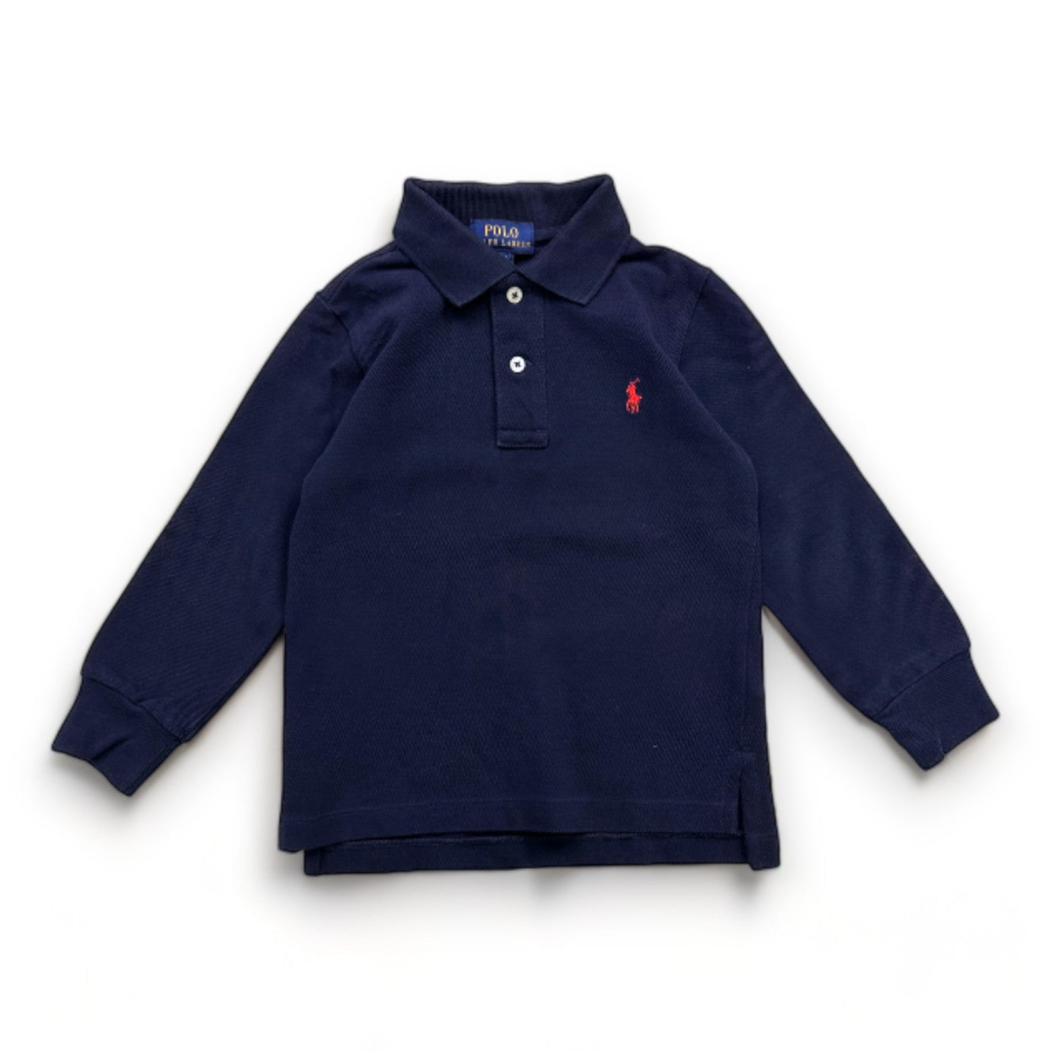 RALPH LAUREN - Polo bleu marine à manches longues - 2 ans