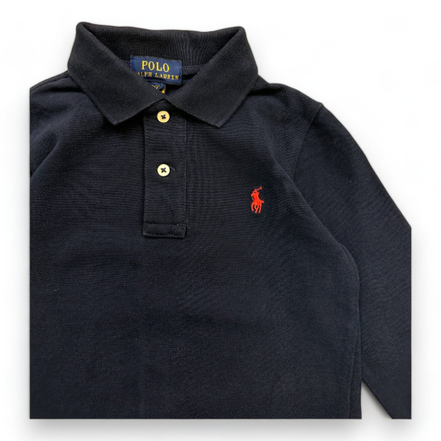 RALPH LAUREN - Polo bleu marine à manches longues - 2 ans