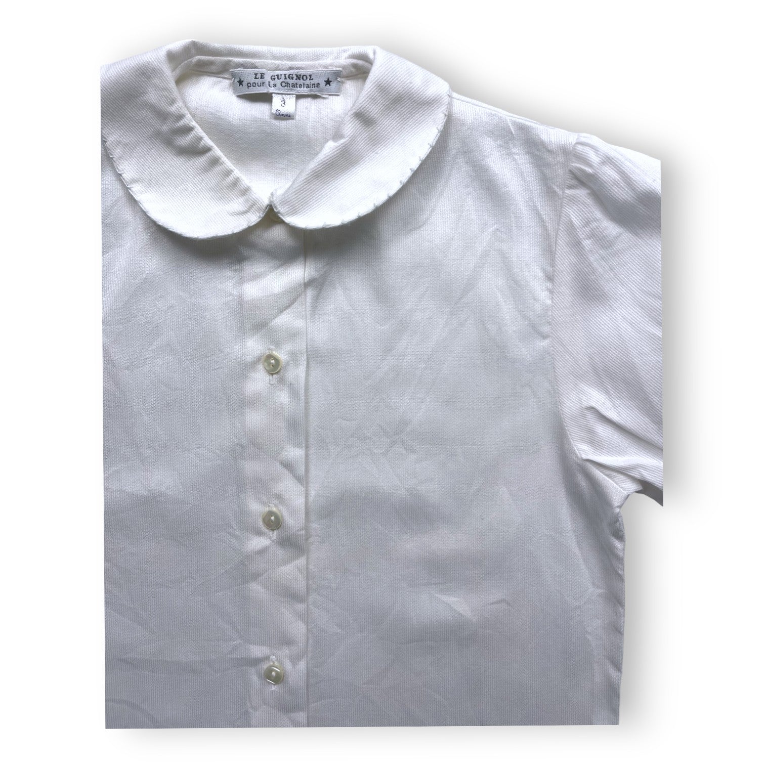 LA CHATELAINE - Blouse blanche liseré gris - 3 ans