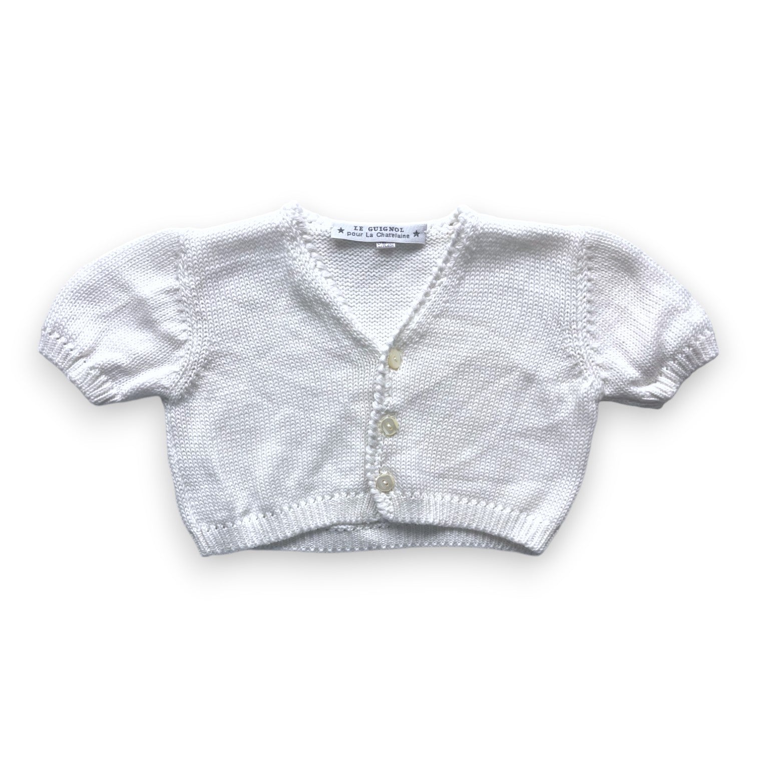 LA CHATELAINE - Cardigan blanc manches courtes - 3 mois