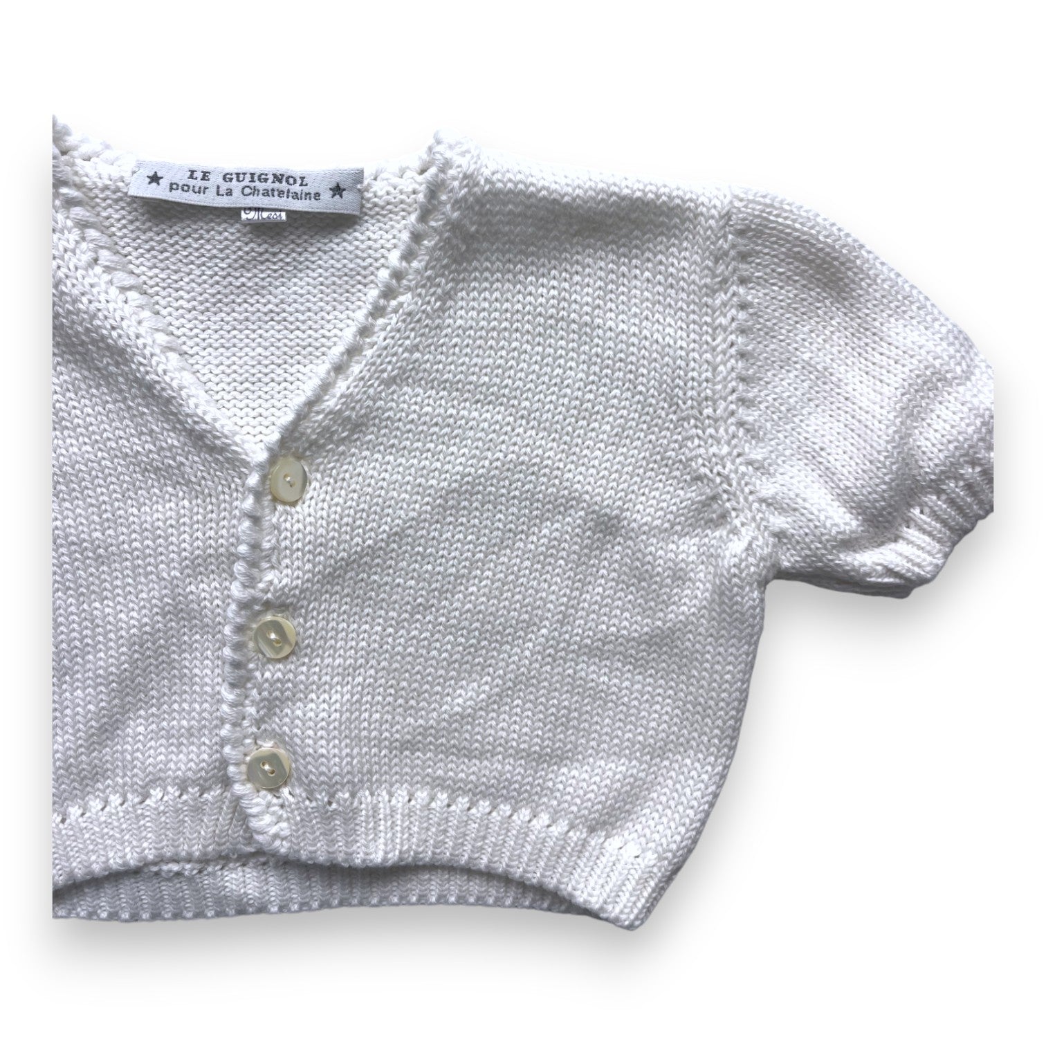 LA CHATELAINE - Cardigan blanc manches courtes - 3 mois