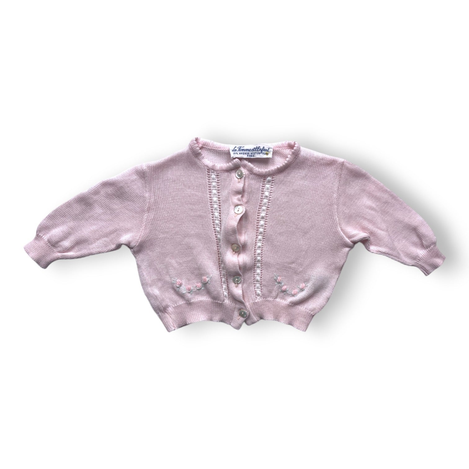 LA FEMME ET L'ENFANT - Cardigan rose brodé - 1 mois