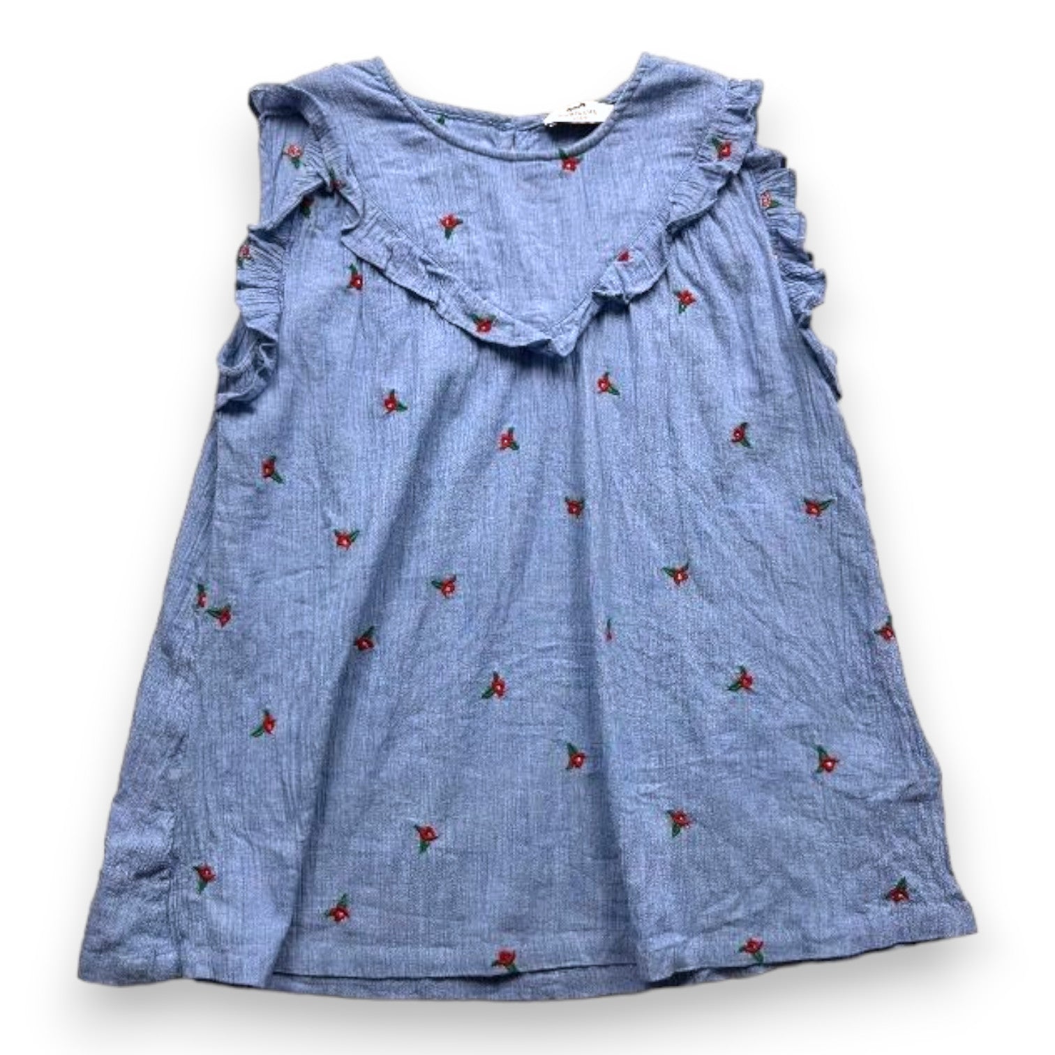 CYRILLUS - Blouse bleue avec fleurs brodées - 12 ans