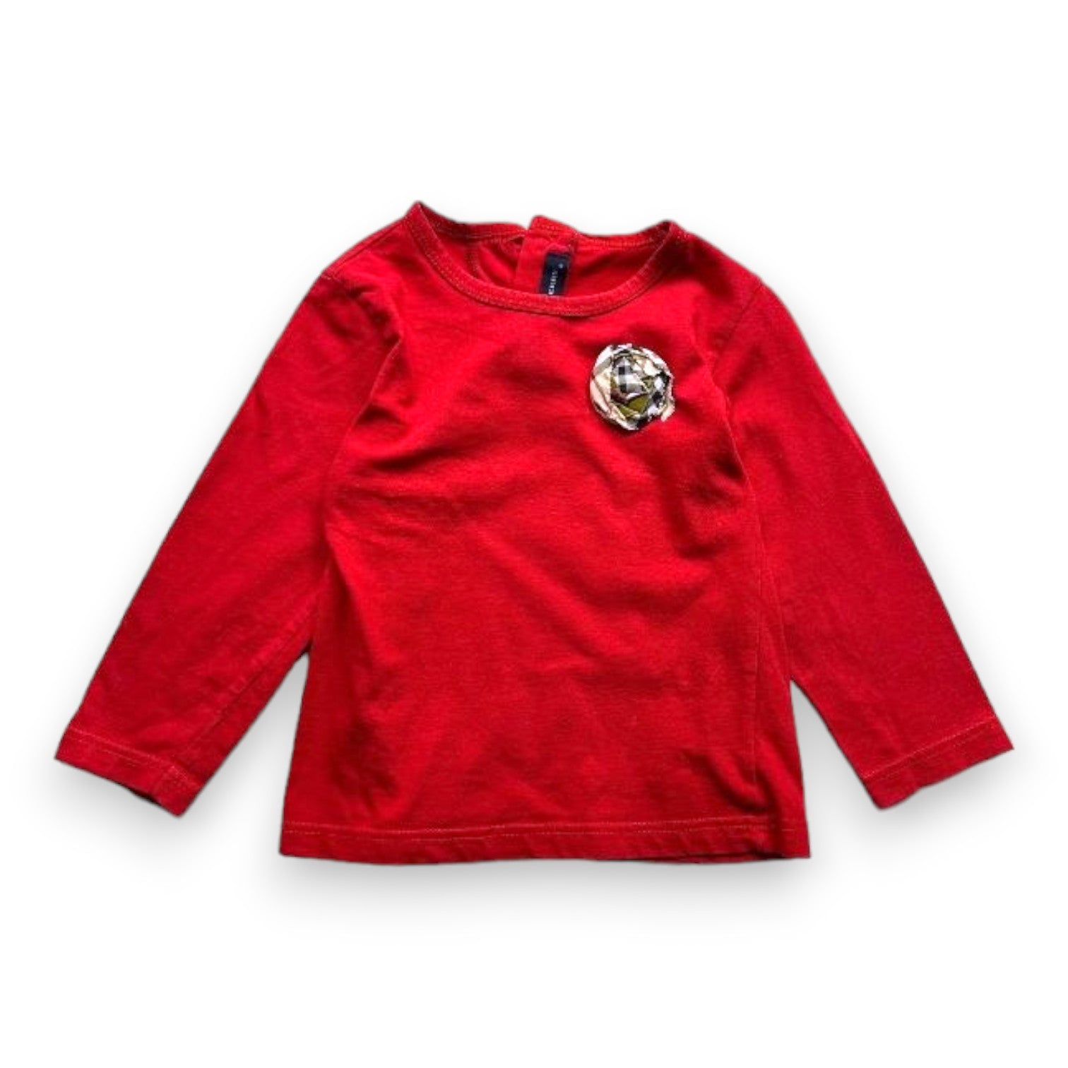 BURBERRY - T-shirt rouge à manches longues - 2 ans