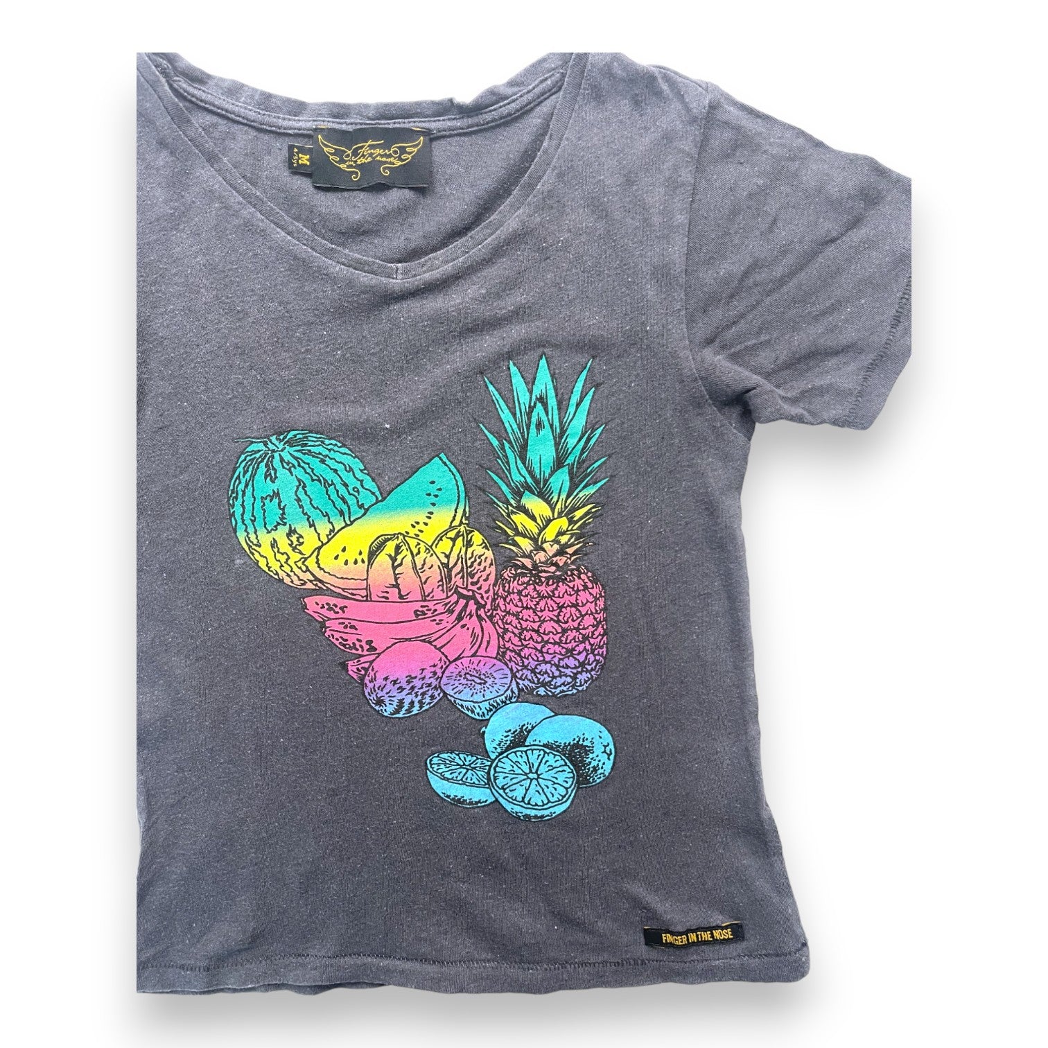 FINGER IN THE NOSE - T shirt manches courtes gris motif fruits multicolore - 4/5 ans